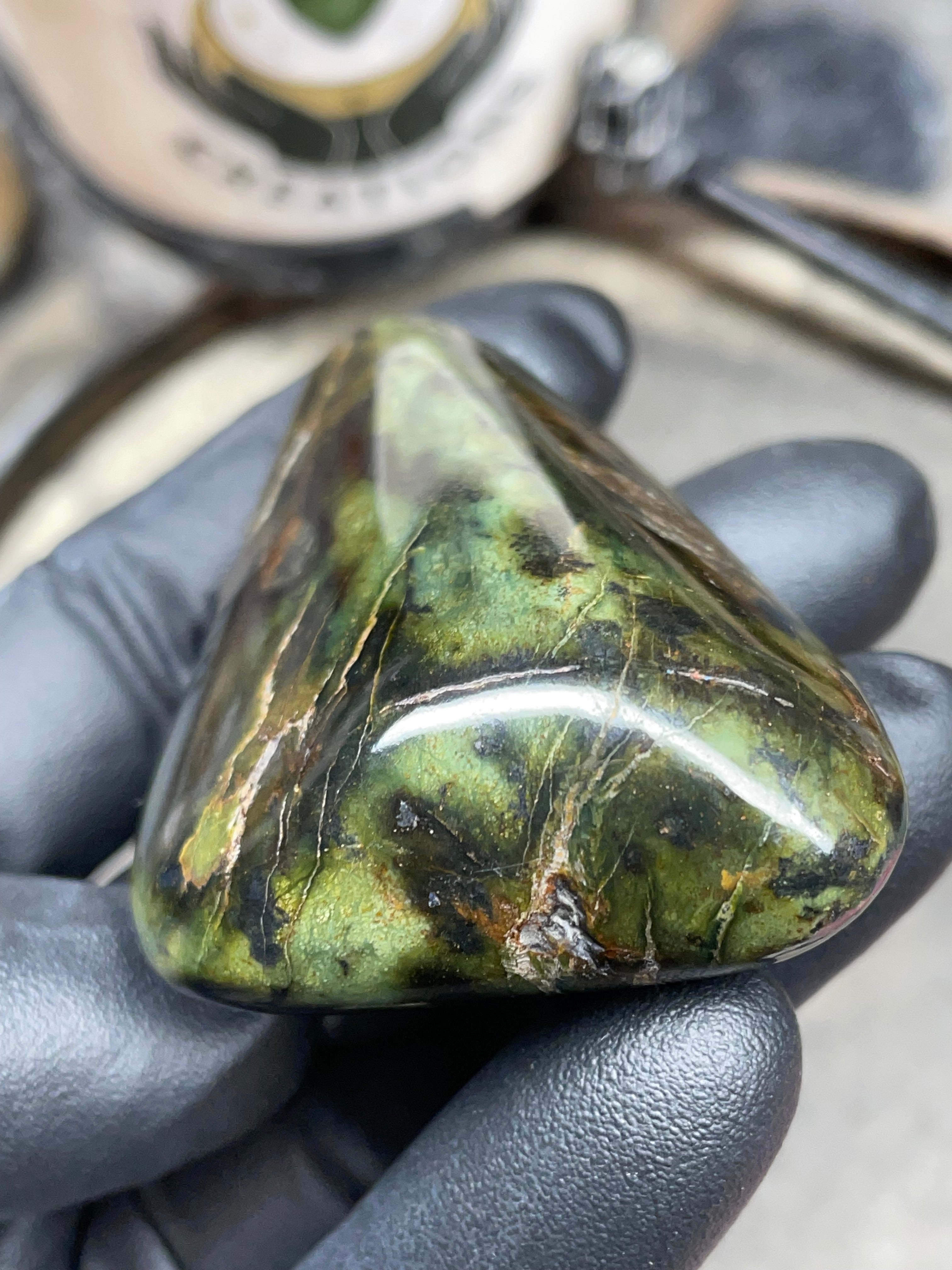StoneBorn Creations – Hand Polished Vermont Serpentine with Natural Mineral Veins | One-of-a-Kind Display Stone