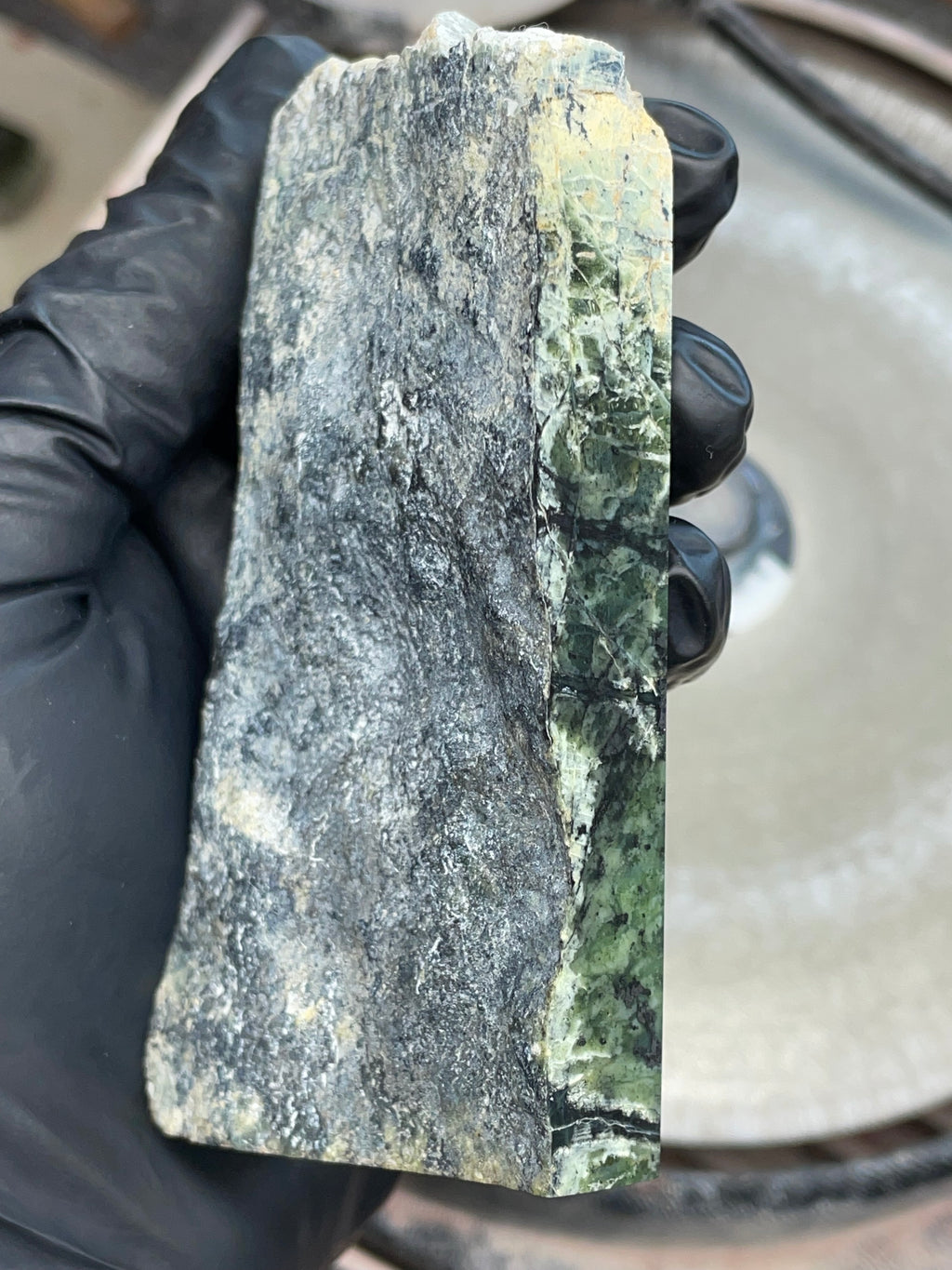 Hand-Polished Green Serpentine Slab with Natural Veining | StoneBorn Creations