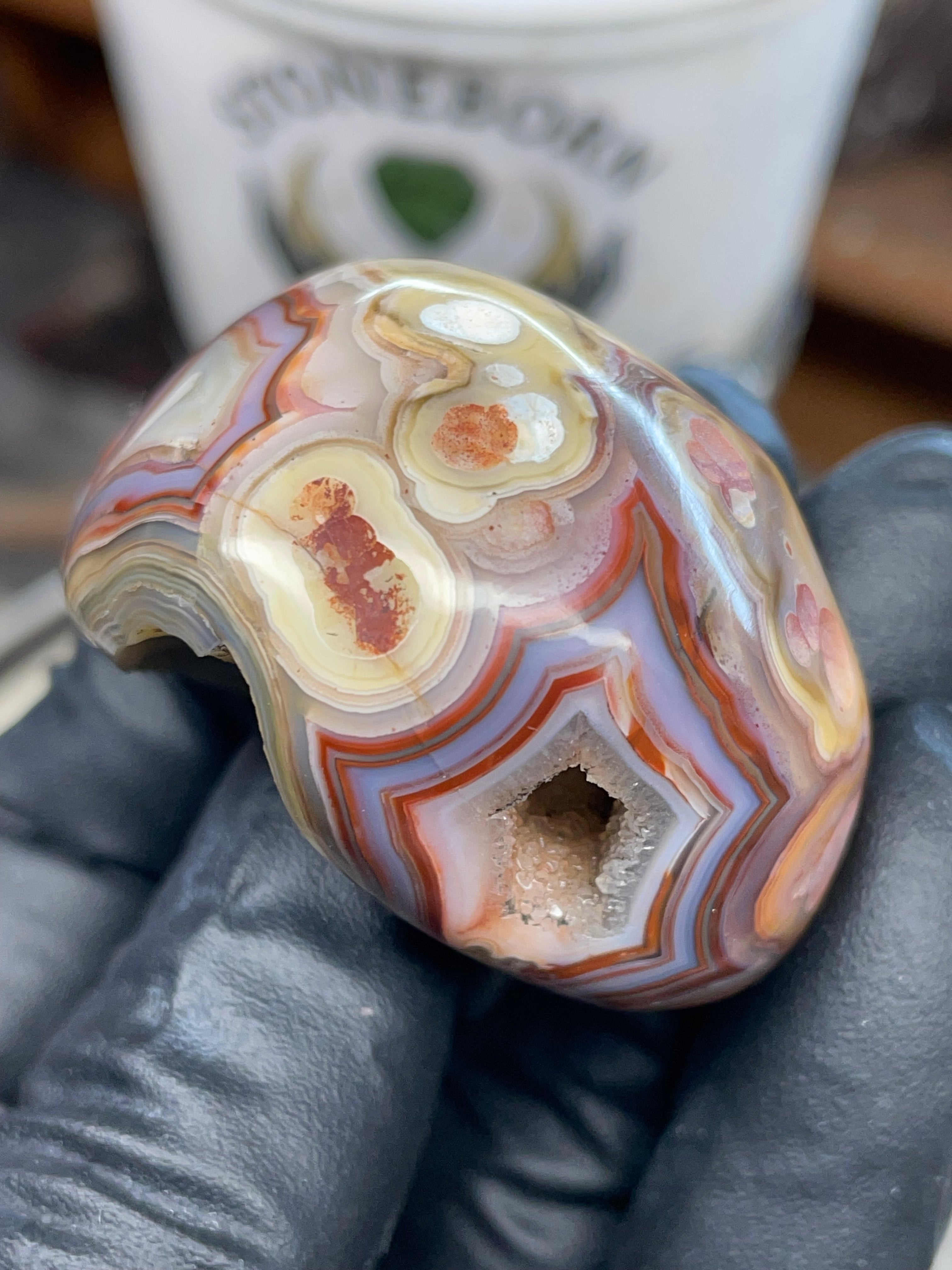 StoneBorn Banded Agate with Natural Druzy Pocket