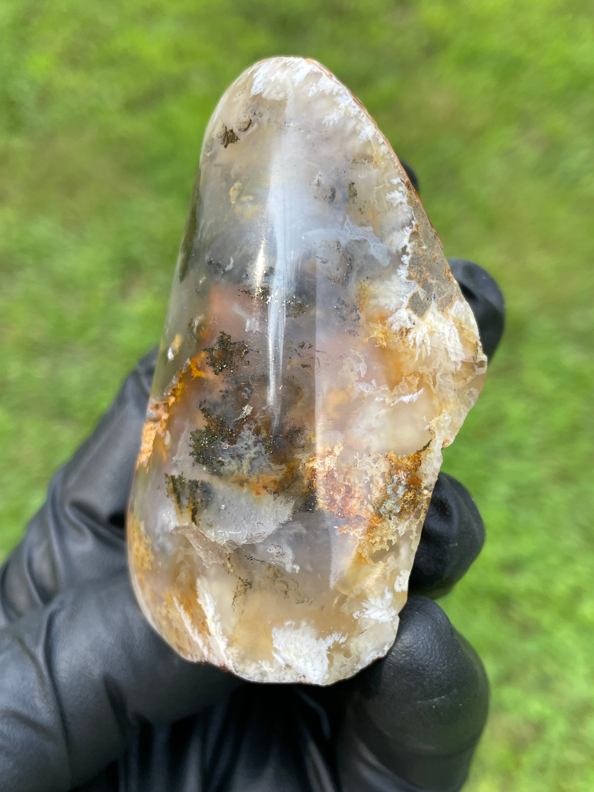 StoneBorn Creations Hand-Polished Plume Agate Freeform Display Stone