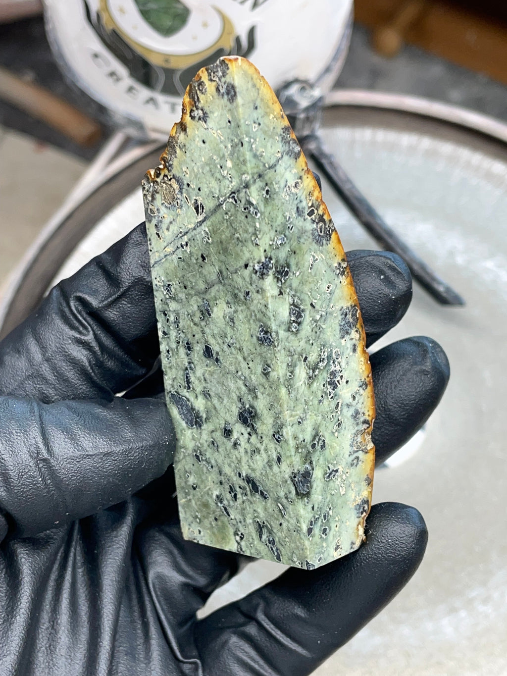 Hand-Polished Green Stone Slab | StoneBorn Creations