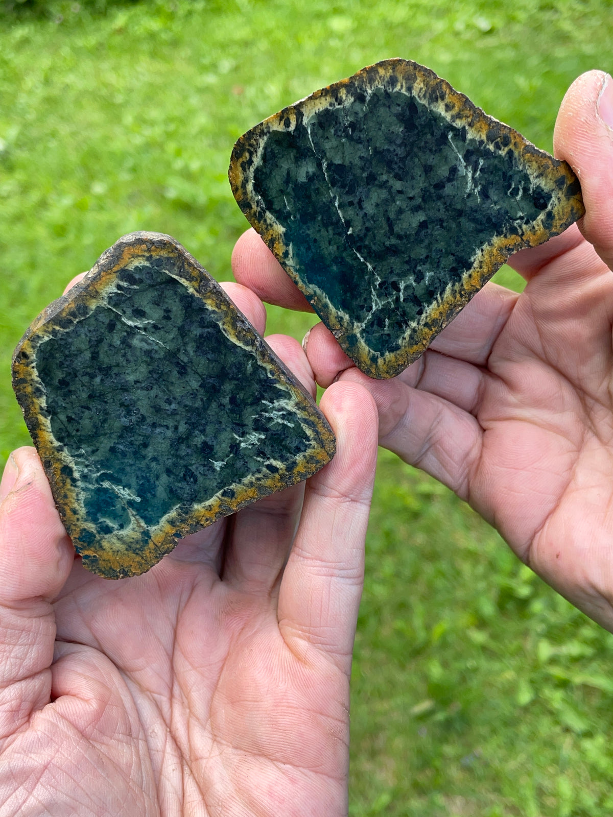 StoneBorn Creations Deep Greenstone Matched Pair – Hand Polished Natural Faces