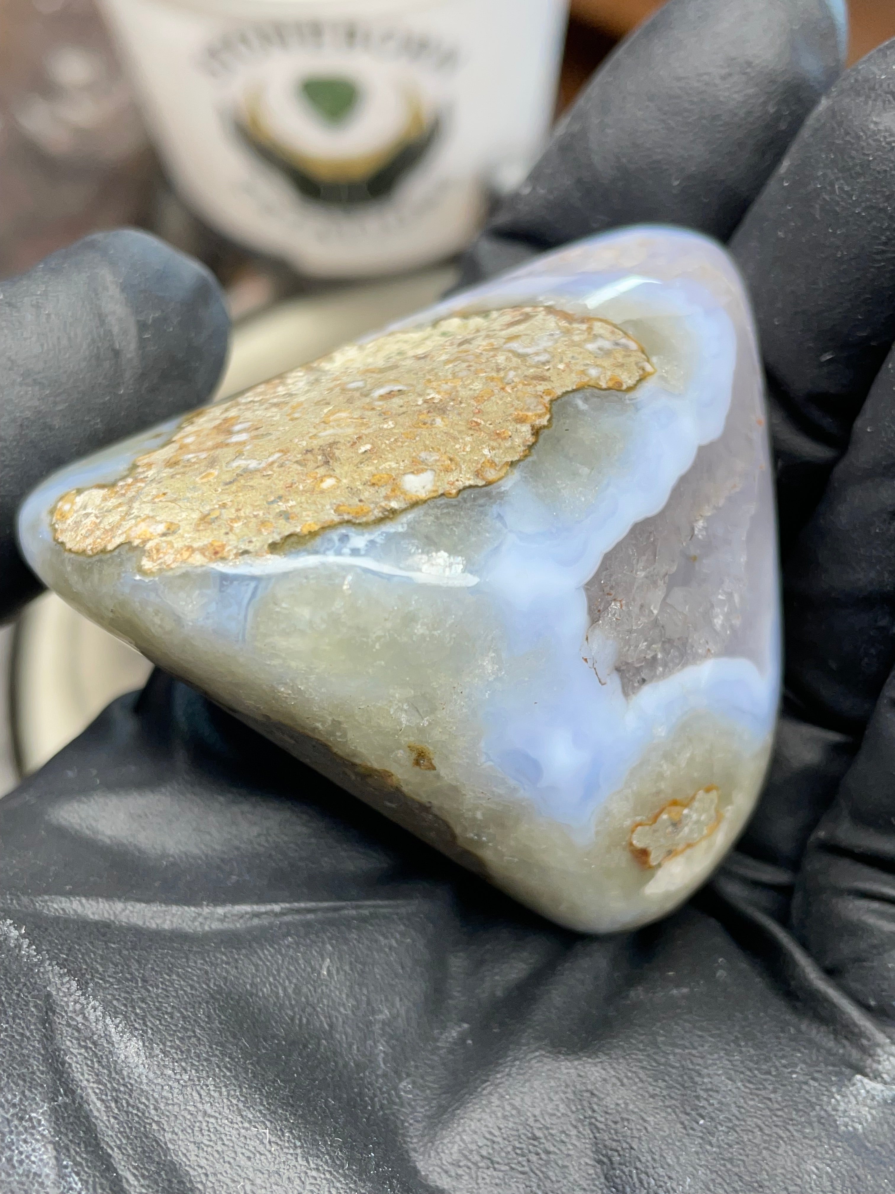 Blue Chalcedony Geode Agate — Hand Polished | StoneBorn Creations