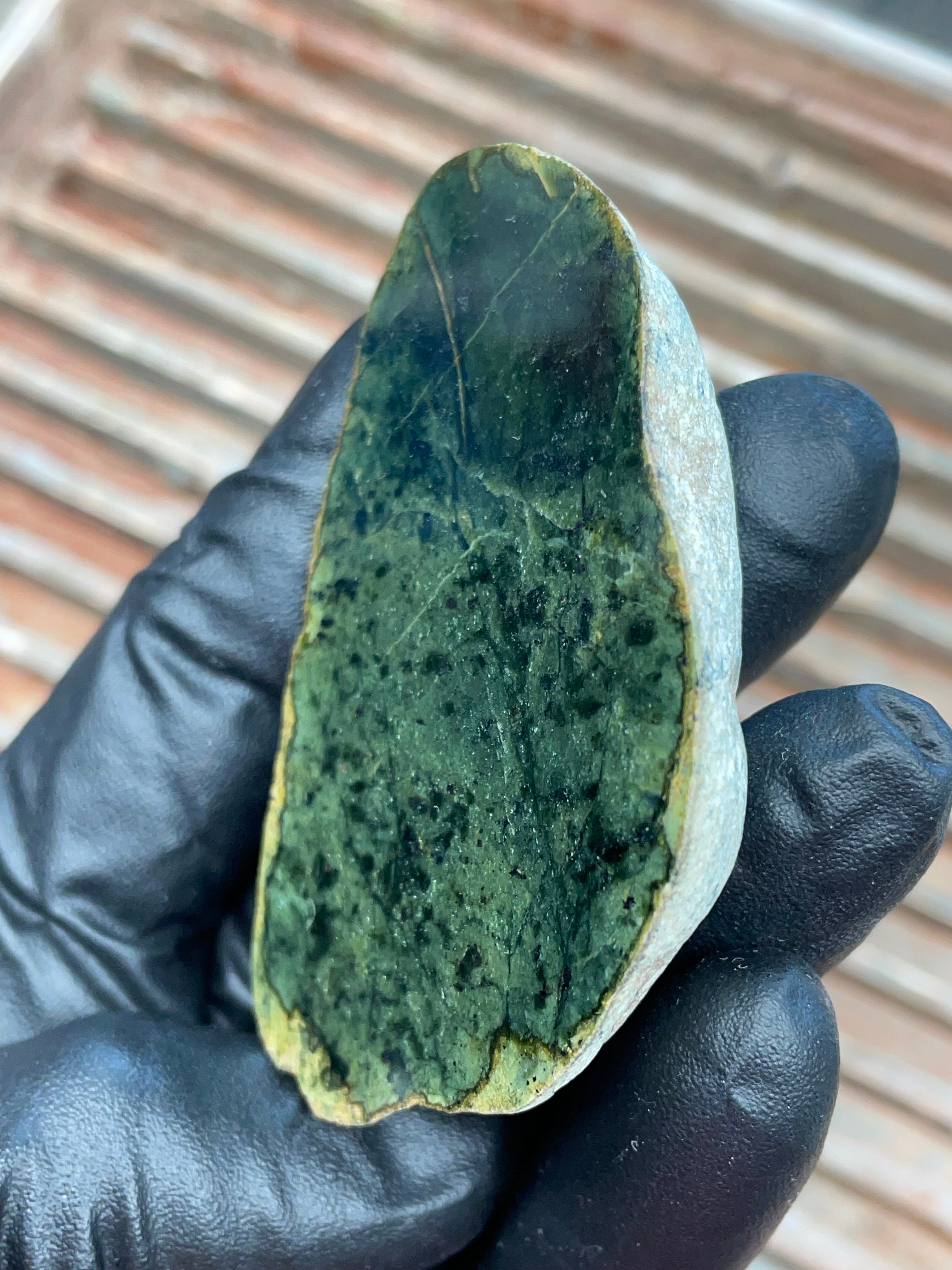 StoneBorn Creations | Polished Vermont Greenstone Slab — Deep Forest Green with Natural Ruby Tones