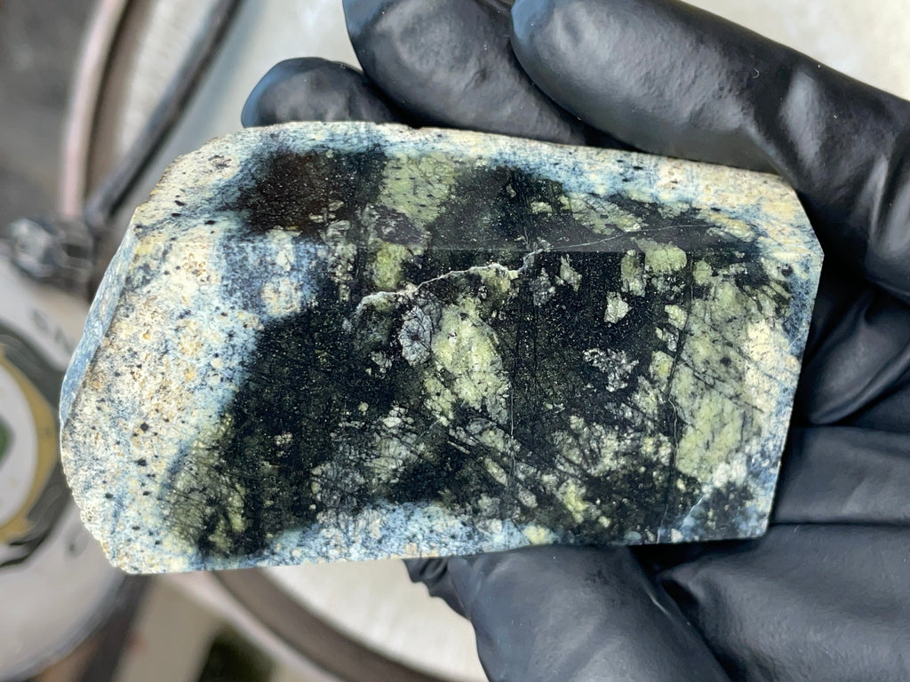 Hand-Polished Dark Green Serpentine Slab | StoneBorn Creations