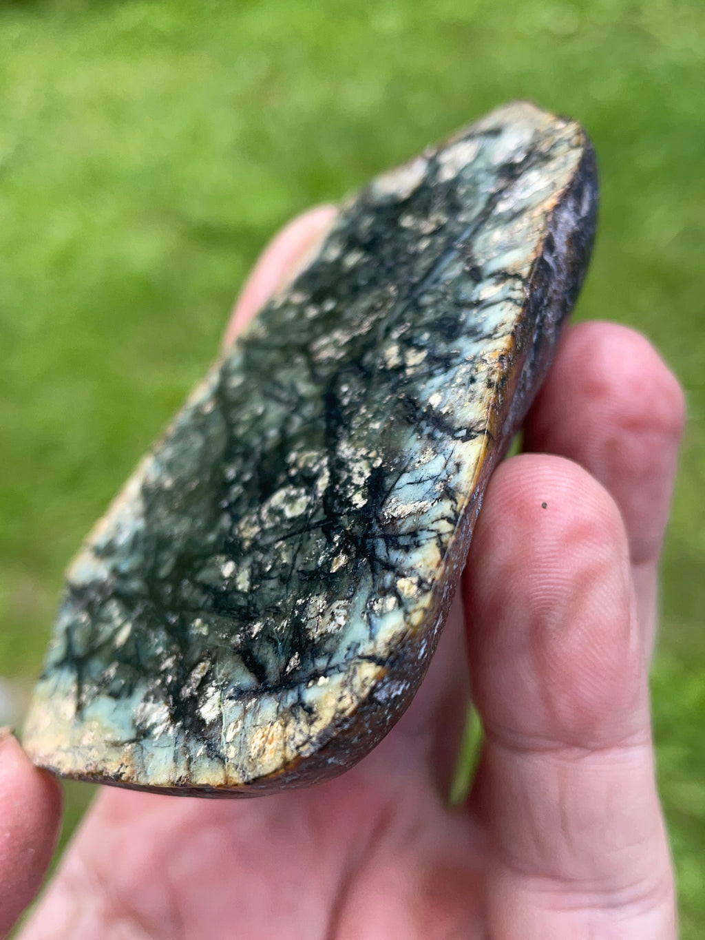 StoneBorn Creations – Hand-Polished Dark Green & Black Dendritic Mystery Stone | Natural Matching Pair