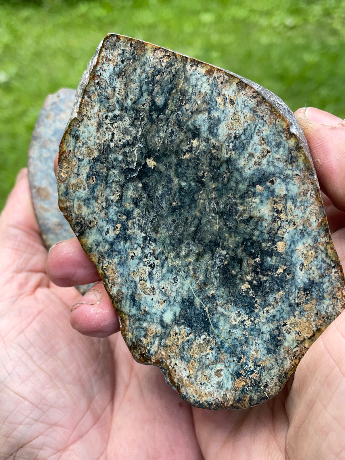 StoneBorn Creations – Hand-Polished Blue-Green Mystery Stone Matching Pair | Natural Split Stone