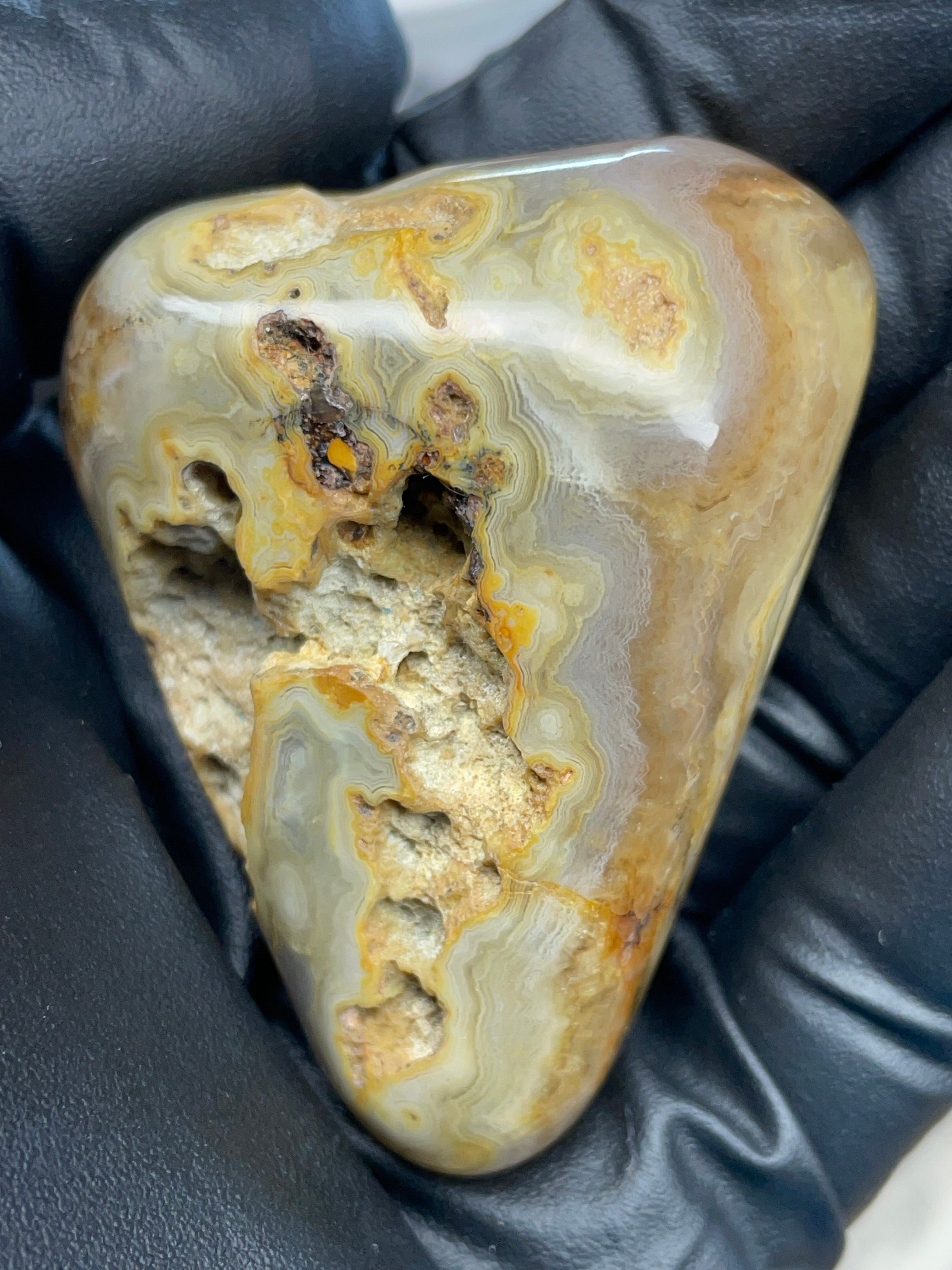 Hand-Polished Banded Agate with Natural Cavities