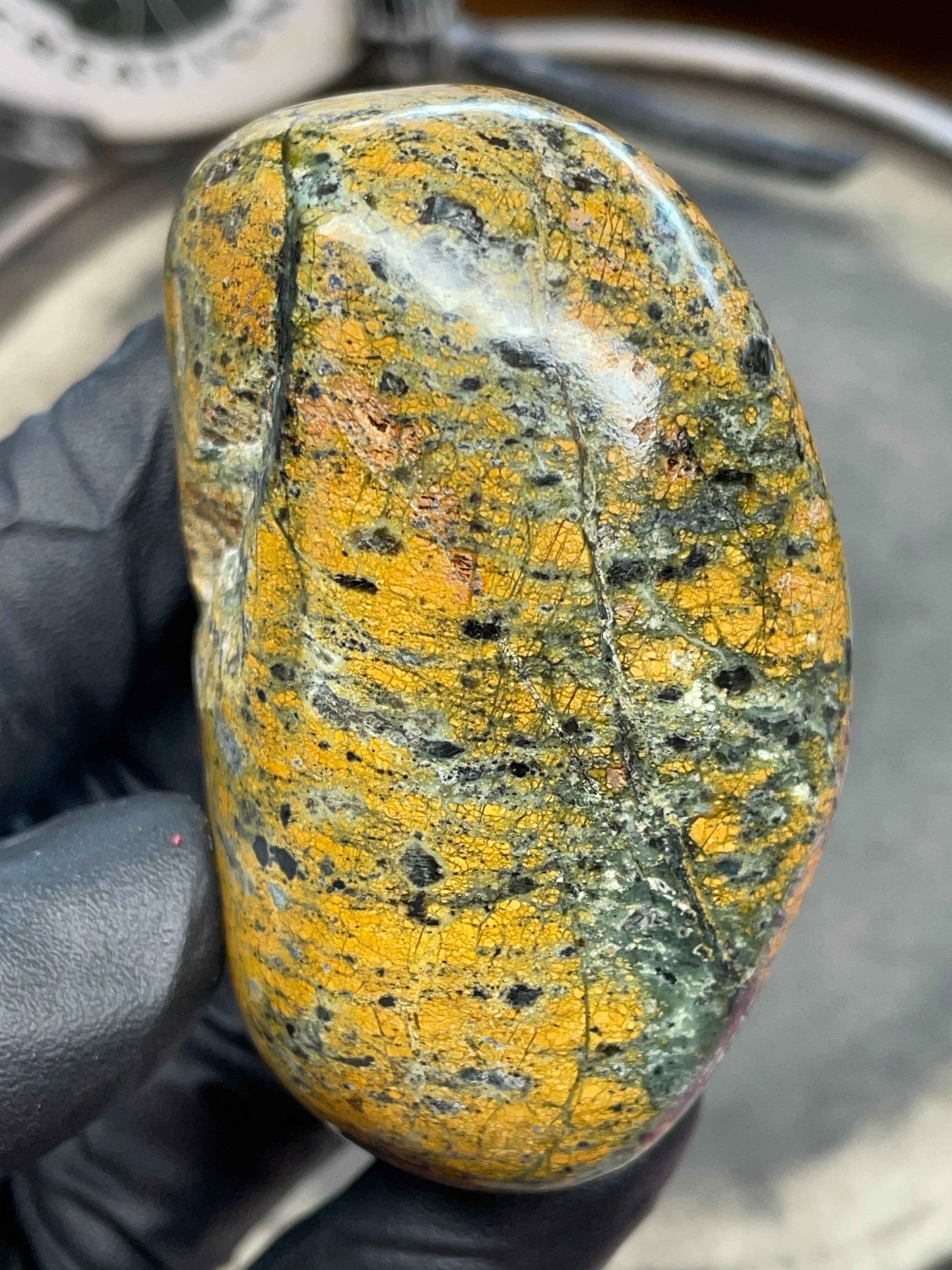 StoneBorn Creations – Hand Polished Vermont Greenstone with Golden Matrix & Quartz Veins