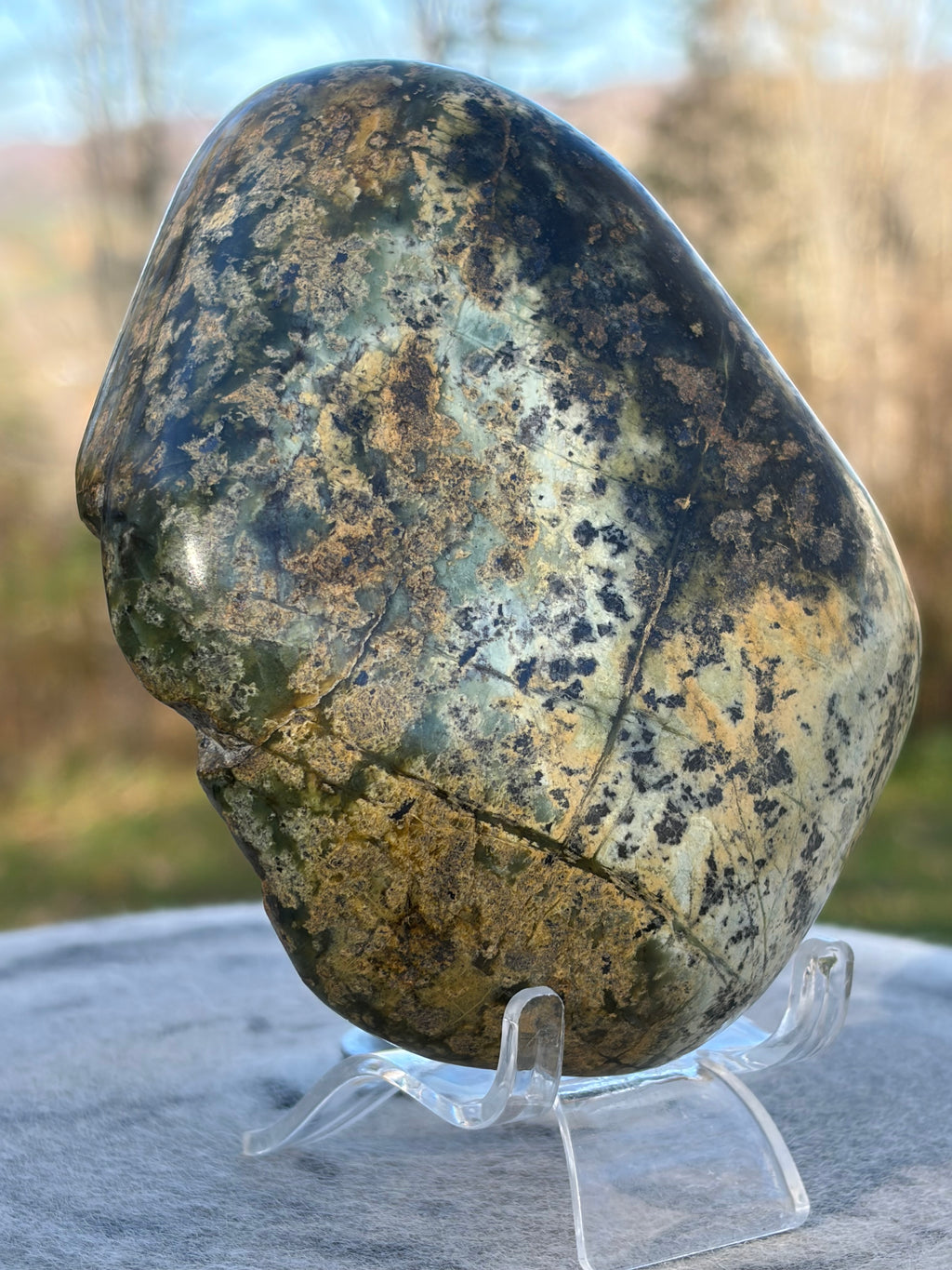 StoneBorn Creations – Natural Green Serpentine Stone | Hand-Polished River Stone