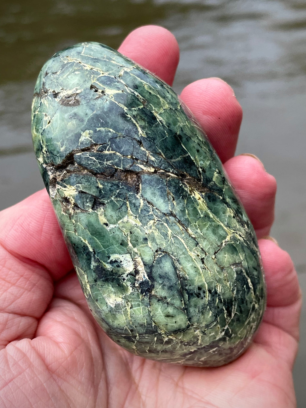 🌲 Polished Vermont Greenstone – Mountain Ridge Mosaic (Hand-Collected & Finished)