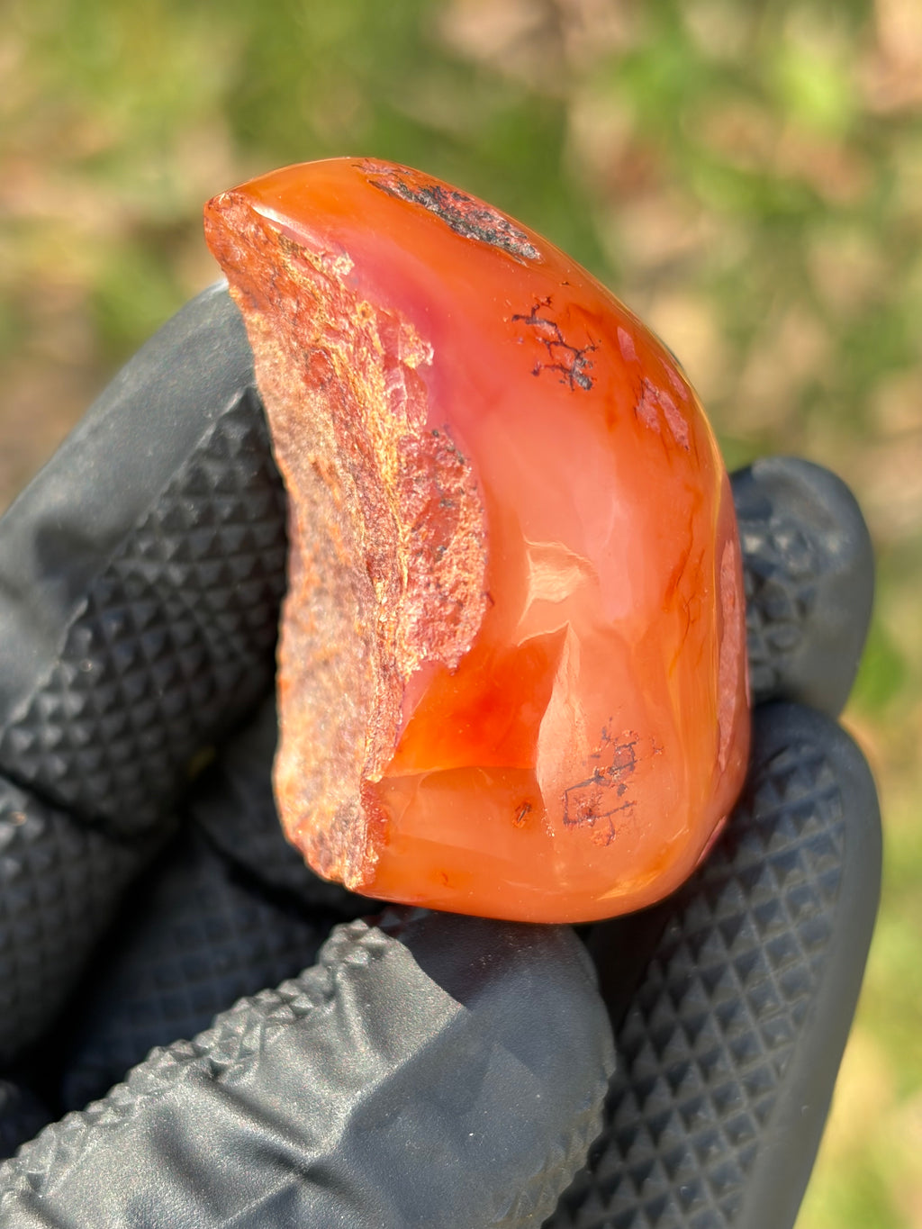 StoneBorn Creations – Fiery Orange Carnelian Agate | Hand-Polished Translucent Stone with Natural Red Matrix
