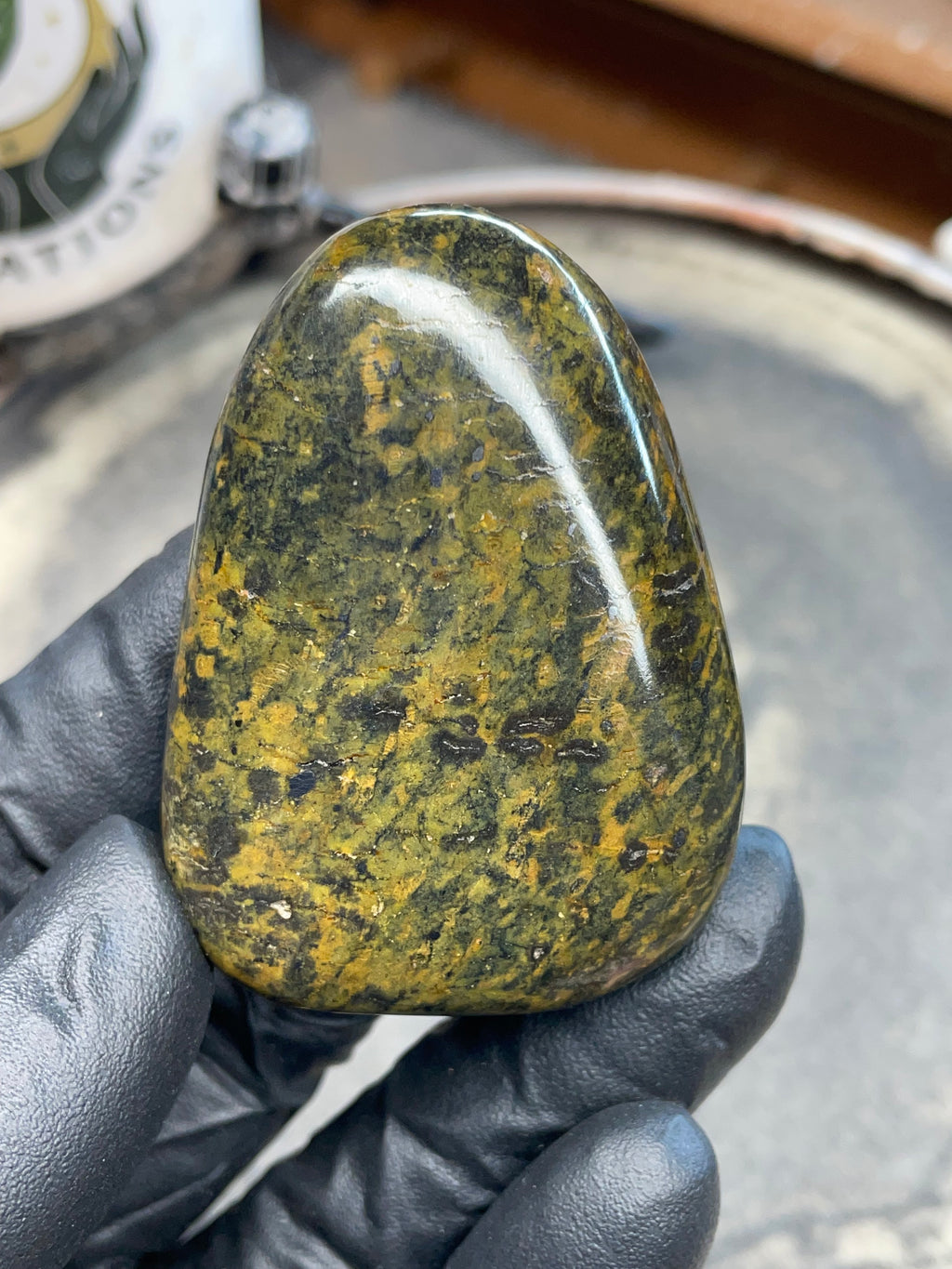 StoneBorn Creations – Hand-Polished Vermont Greenstone (Forest Gold Tones)