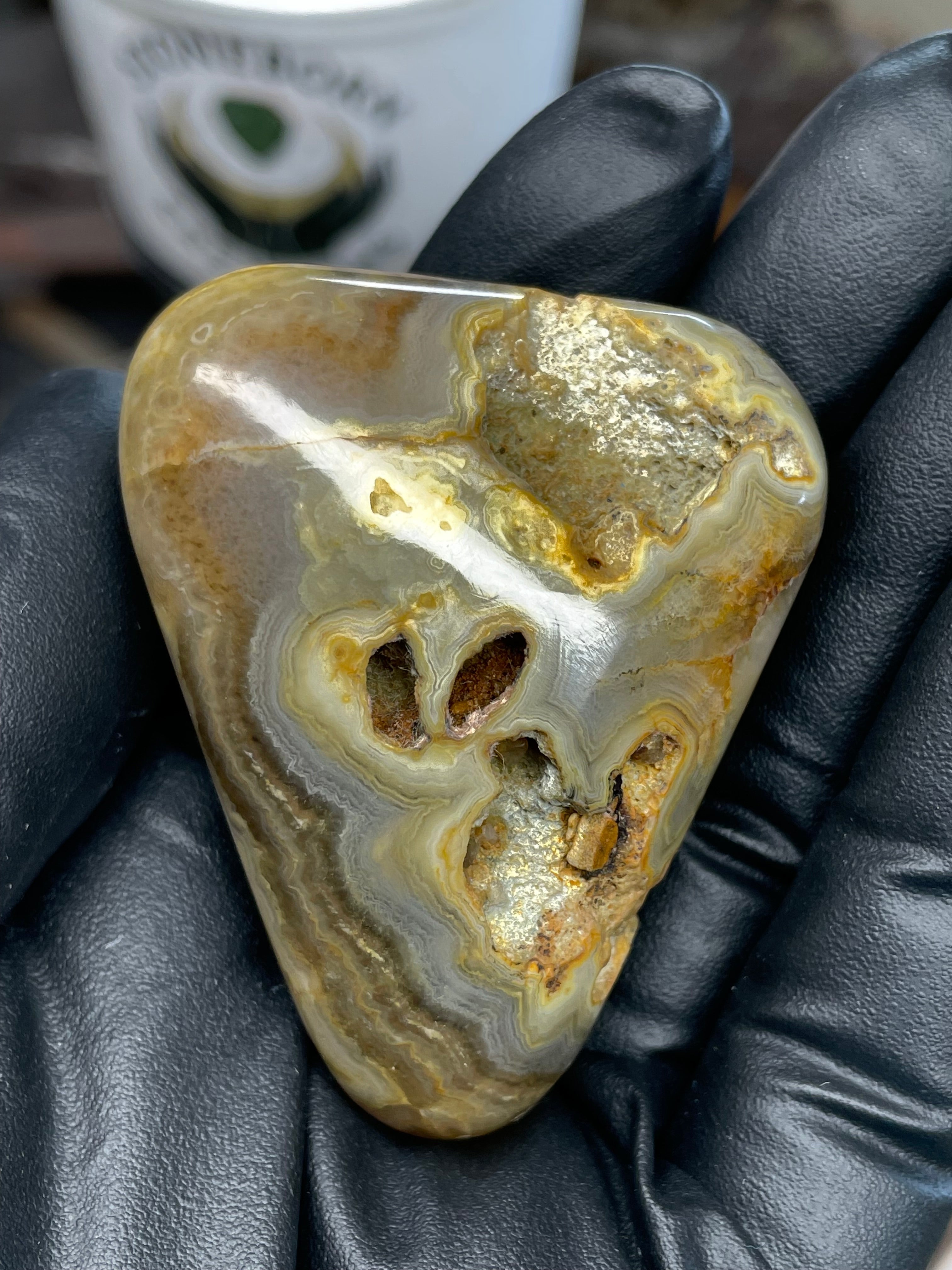 Hand-Polished Banded Agate with Natural Cavities