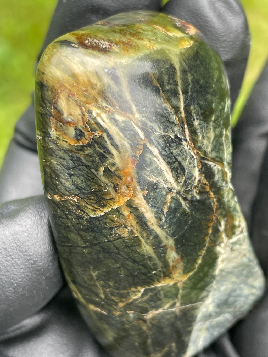 StoneBorn Creations Hand-Polished Vermont Serpentine Freeform Display Stone – One-of-a-Kind Natural Stone