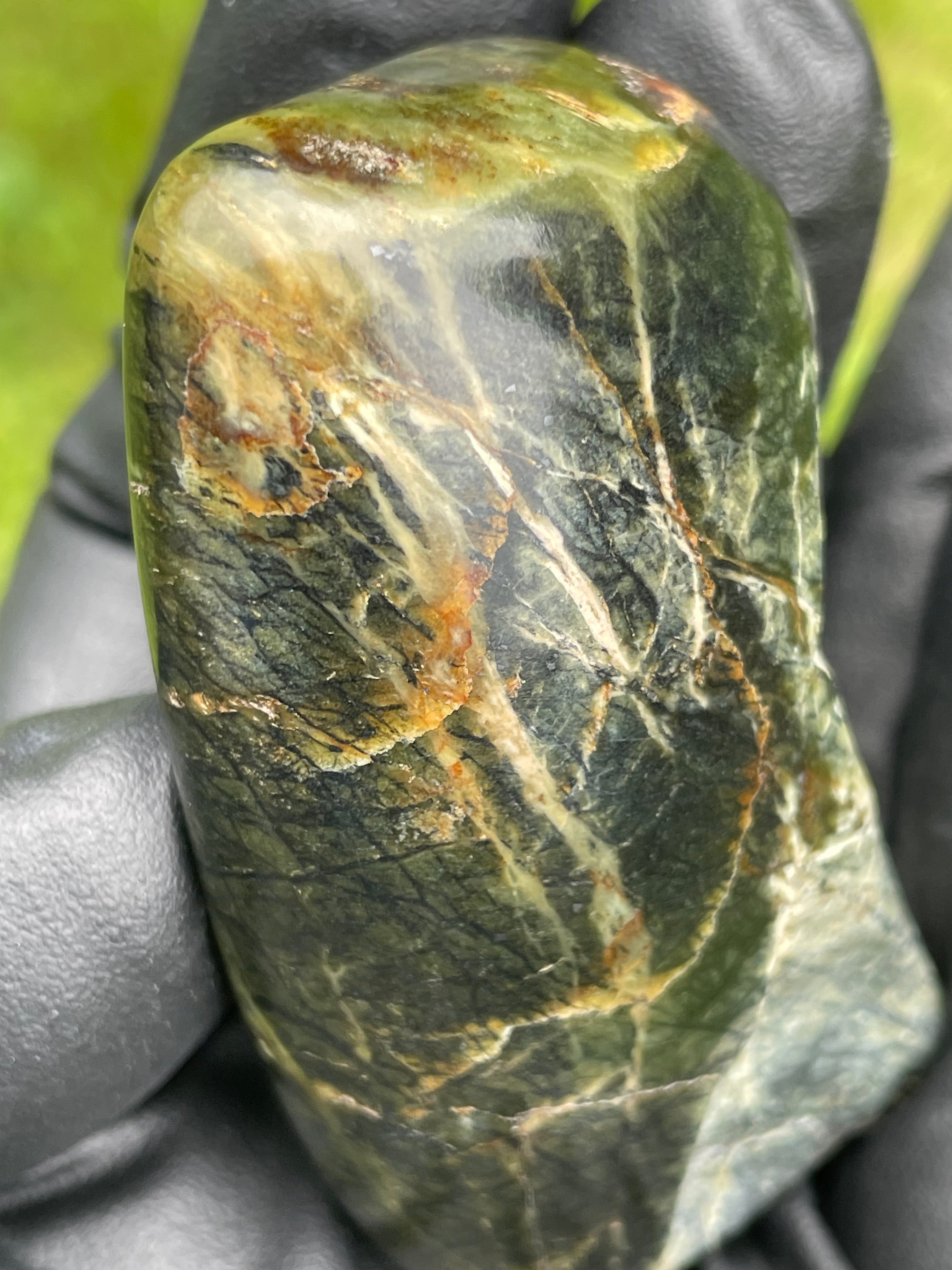 StoneBorn Creations Hand-Polished Vermont Serpentine Freeform Display Stone – One-of-a-Kind Natural Stone