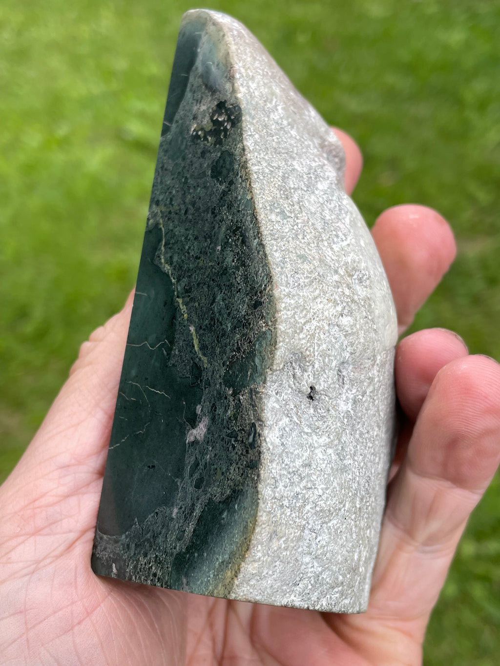 StoneBorn Creations – Deep Forest Greenstone | Hand-Polished Natural Freeform Display Stone