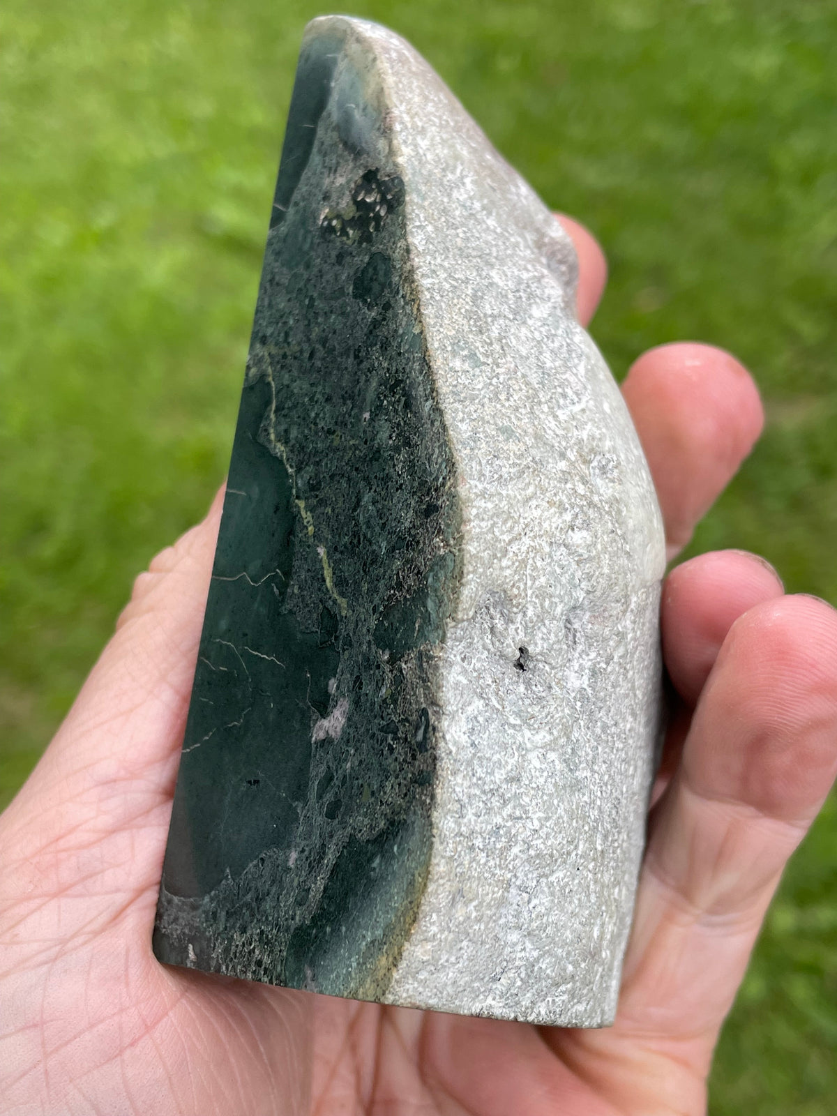 StoneBorn Creations – Deep Forest Greenstone | Hand-Polished Natural Freeform Display Stone