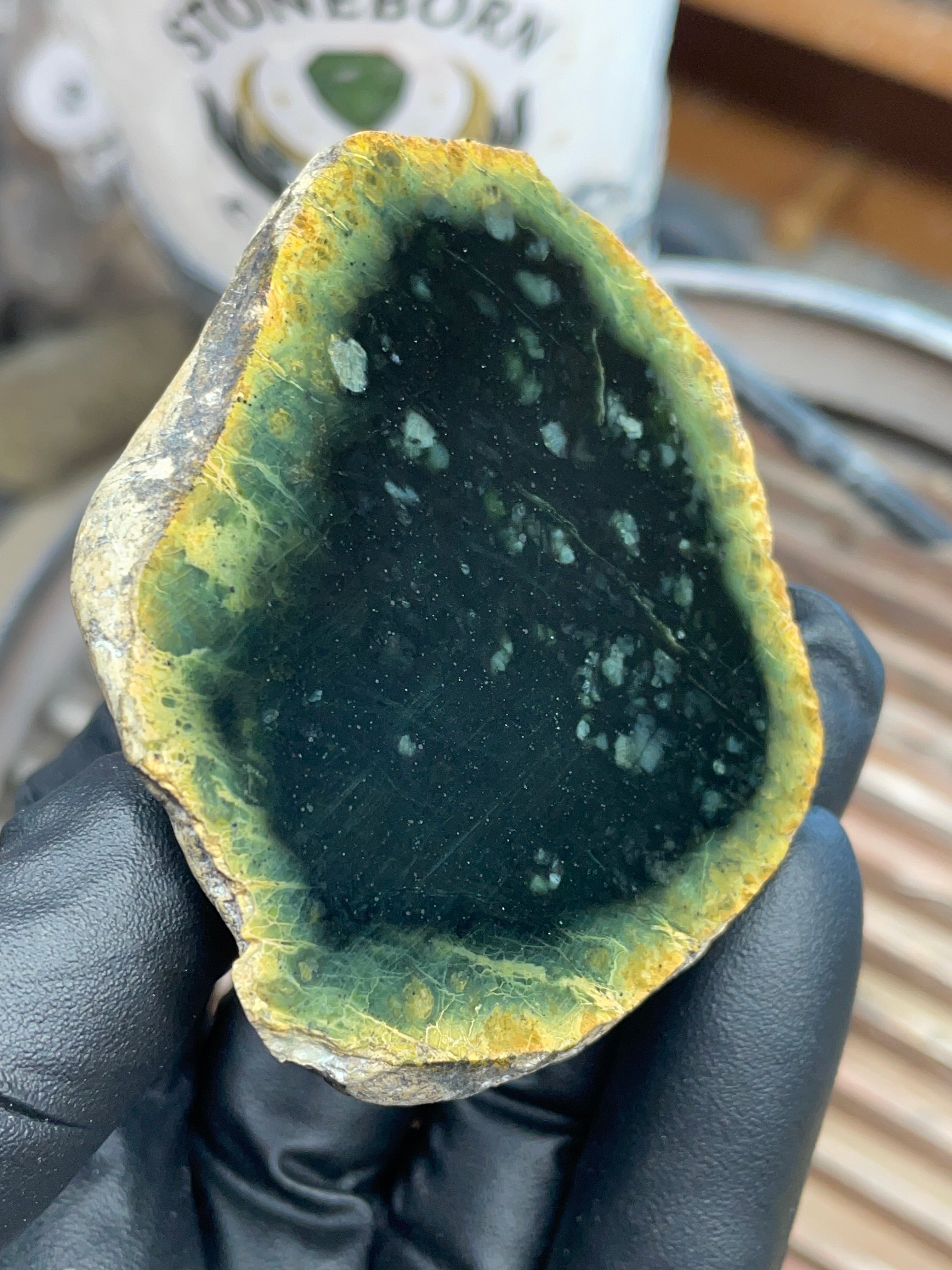 StoneBorn Creations – Hand-Polished Vermont Serpentine “Jade” Window Stone