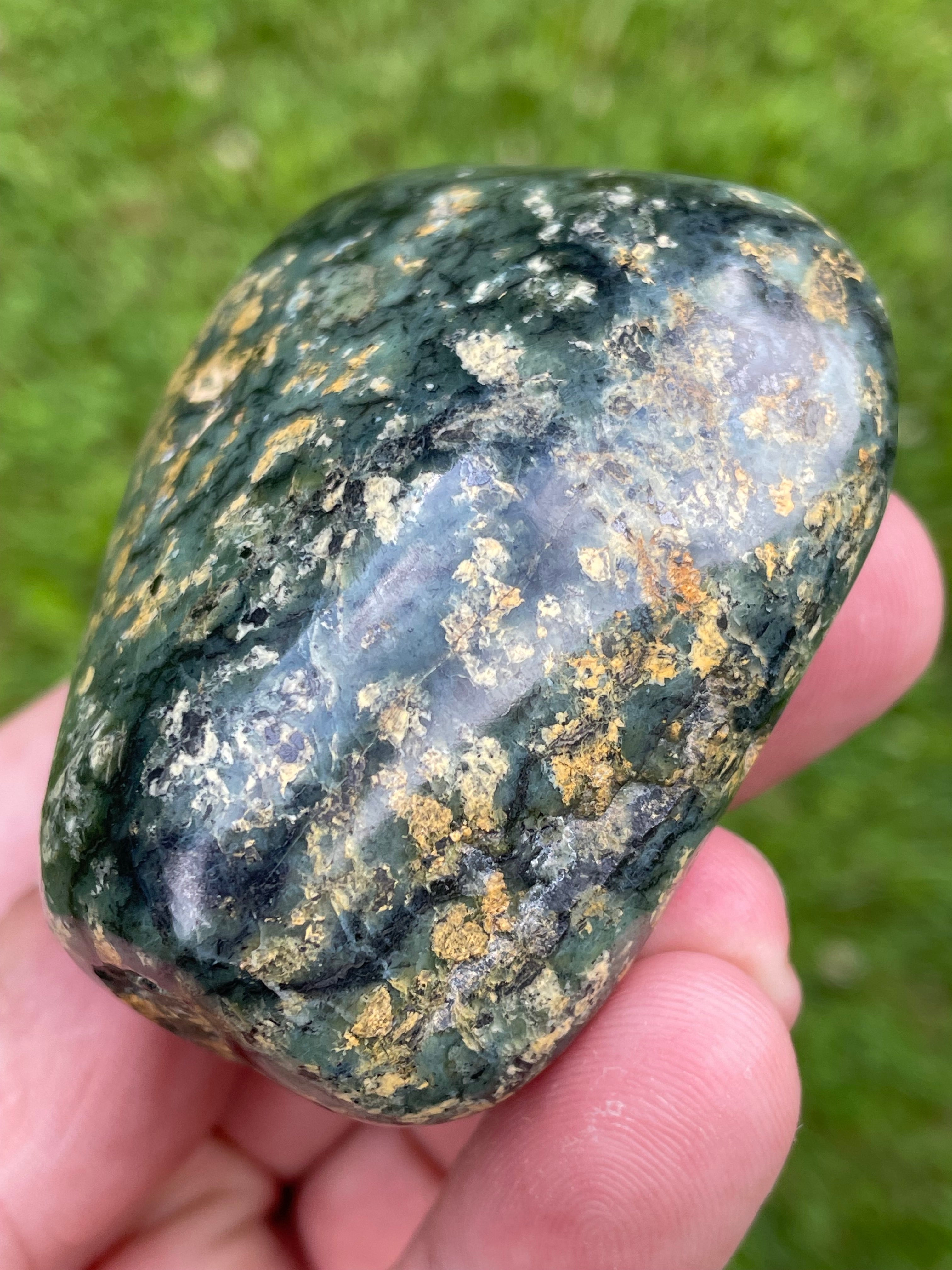 StoneBorn Creations Hand-Polished Local Serpentine Freeform | Fully Polished Greenstone with Blue-Green Patterns & Natural Mineral Inclusions