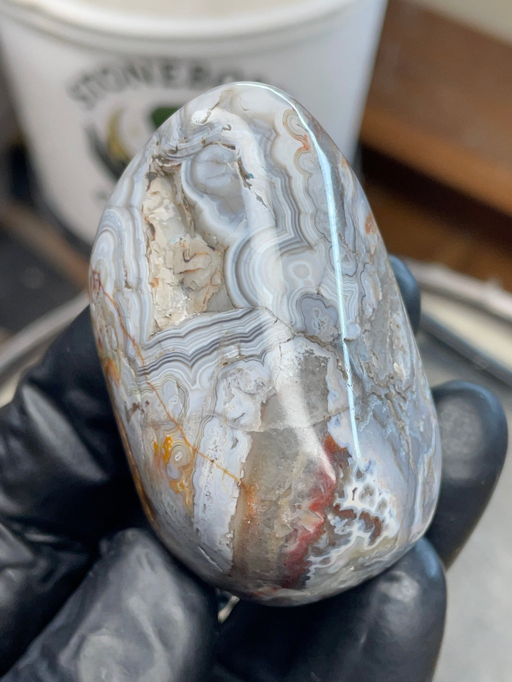 Lace Agate Freeform — Hand Polished StoneBorn Creation