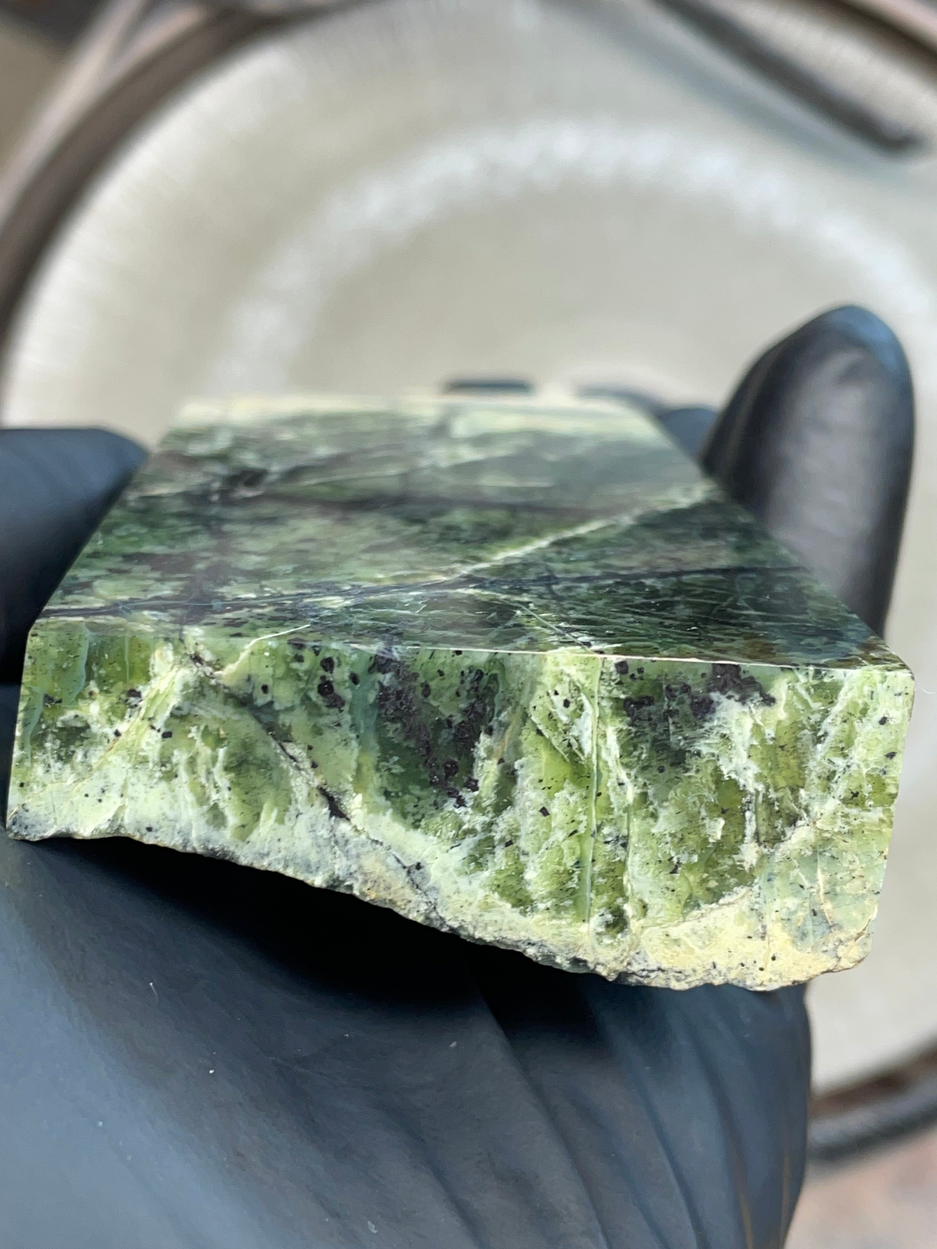 Hand-Polished Green Serpentine Slab with Natural Veining | StoneBorn Creations