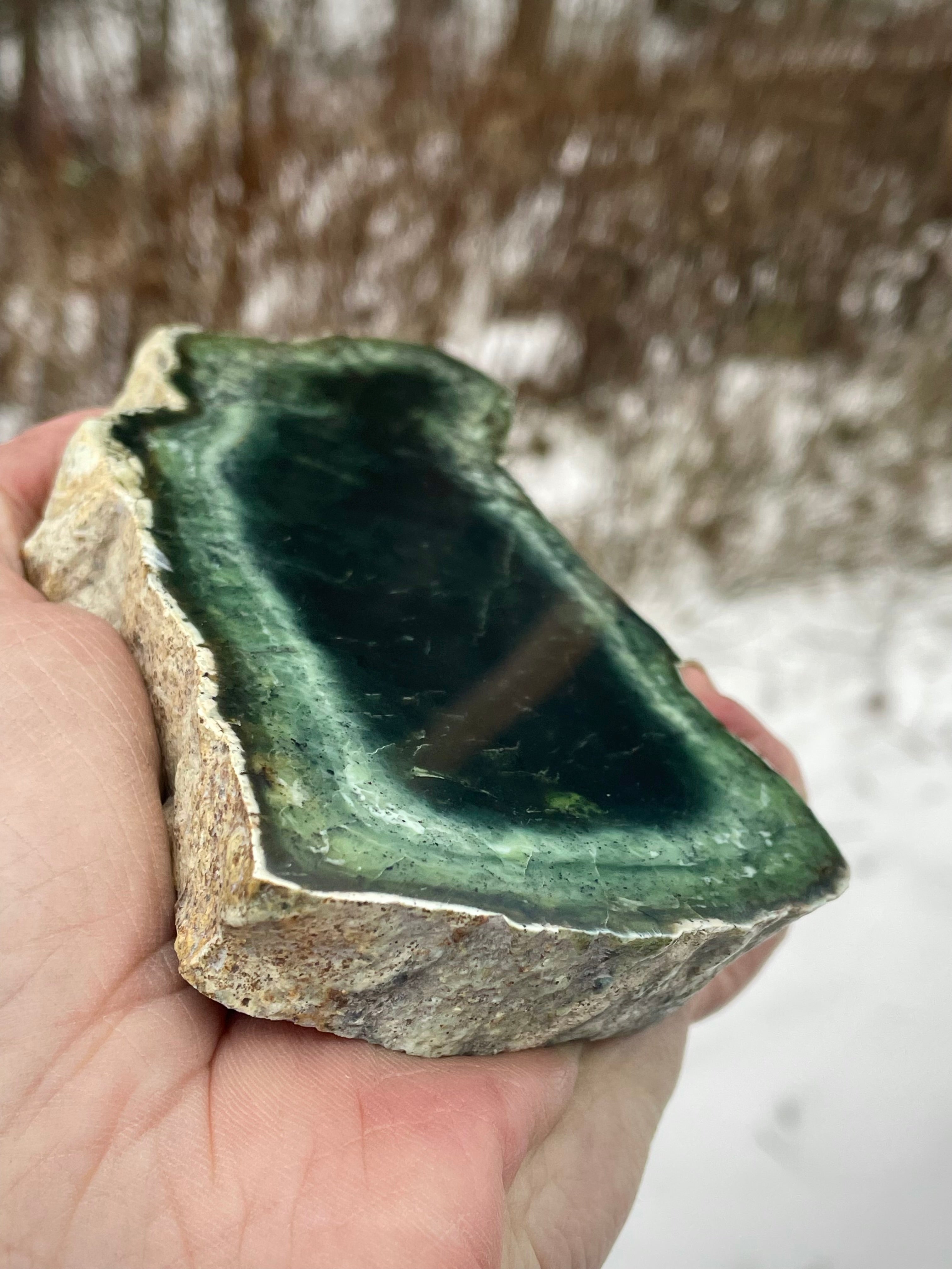 ✨ Deep Forest Green Double-Sided Polished Slab – Vermont River Stone (One-of-a-Kind)