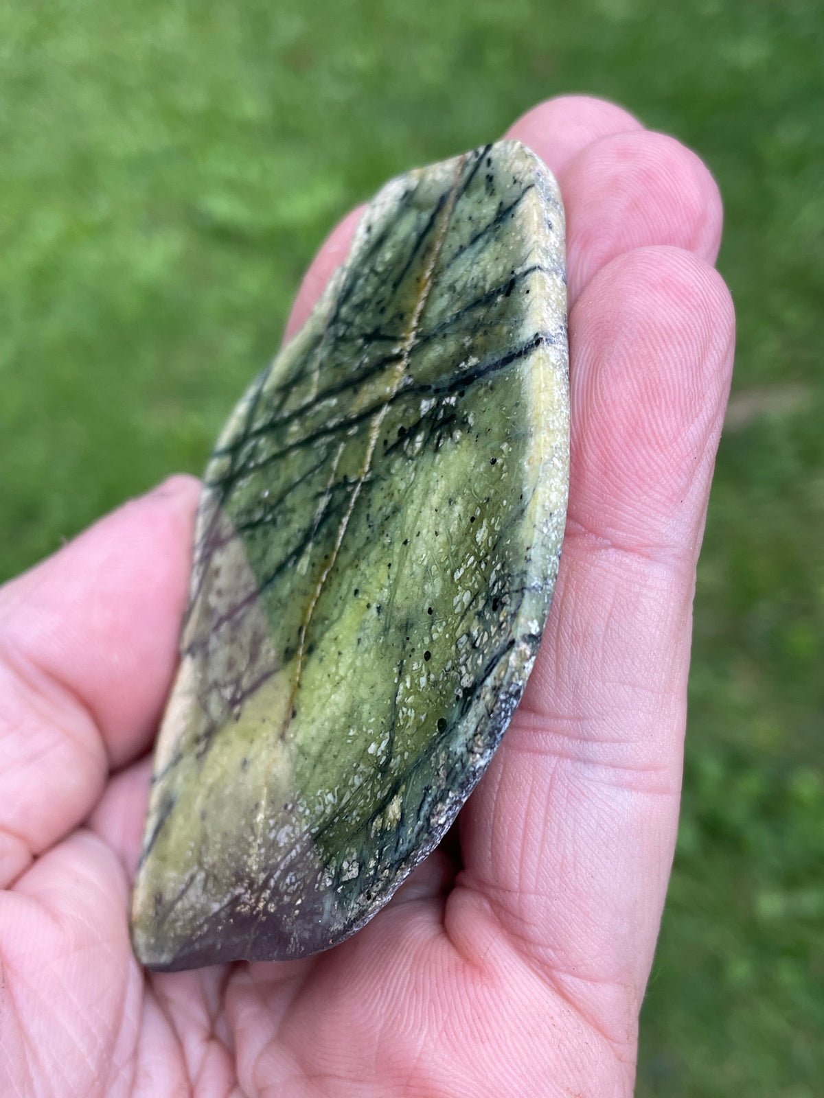 StoneBorn Creations – Polished Green Serpentine Stone | Black Veining & Natural Mineral Patterns