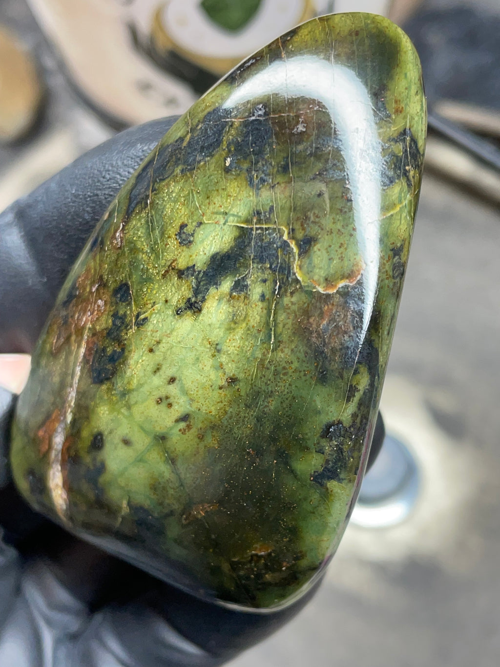 StoneBorn Creations – Hand Polished Vermont Serpentine with Natural Mineral Veins | One-of-a-Kind Display Stone