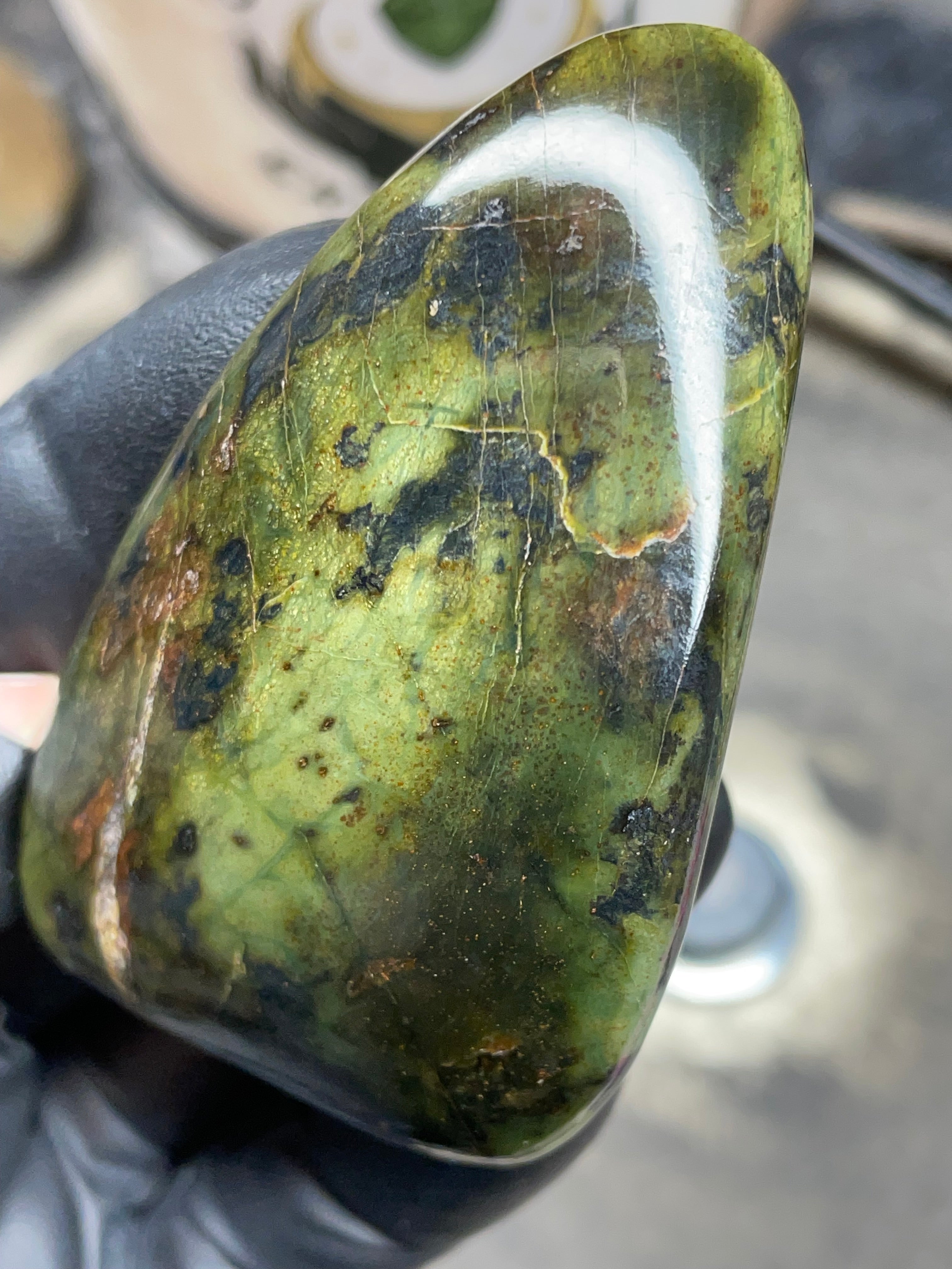 StoneBorn Creations – Hand Polished Vermont Serpentine with Natural Mineral Veins | One-of-a-Kind Display Stone
