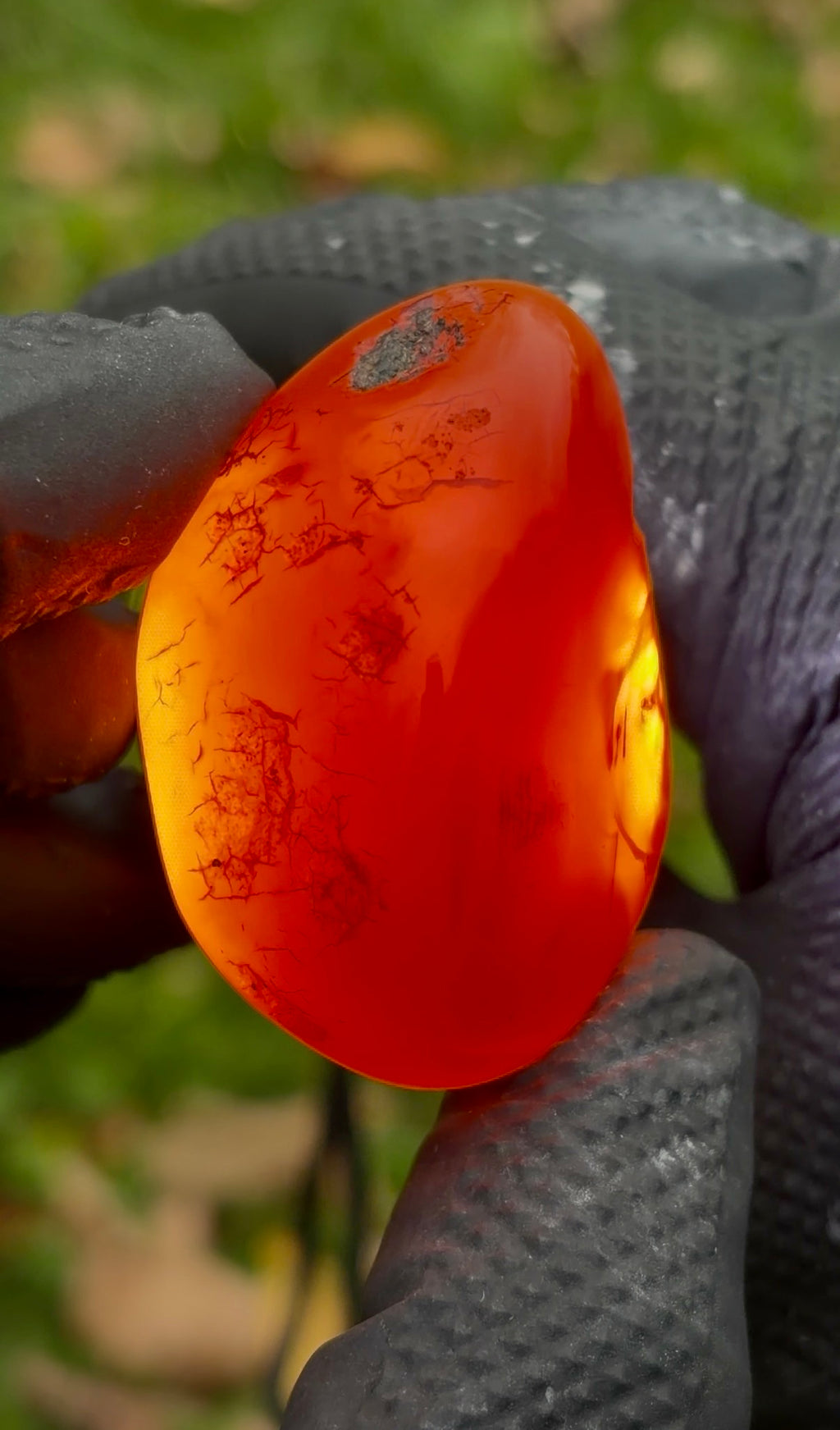 StoneBorn Creations – Fiery Orange Carnelian Agate | Hand-Polished Translucent Stone with Natural Red Matrix