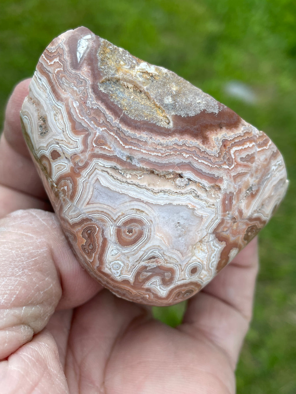StoneBorn Creations Hand-Polished Georgia Crazy Lace Agate Freeform Display Stone – One-of-a-Kind Natural Art