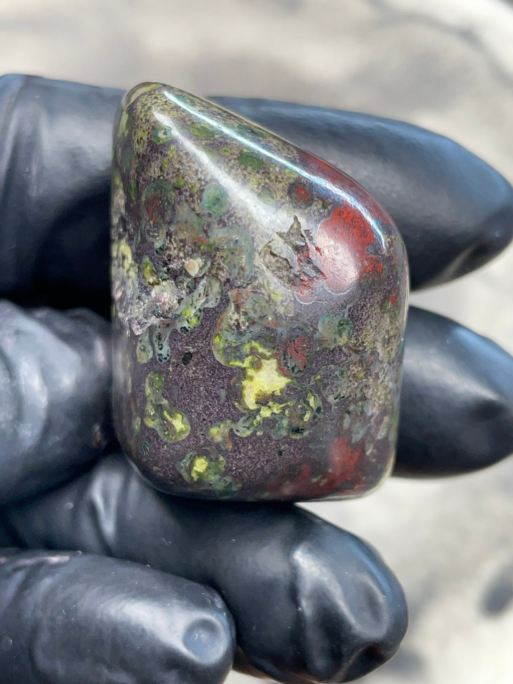 Hand-Polished Serpentine & Jasper River Stone