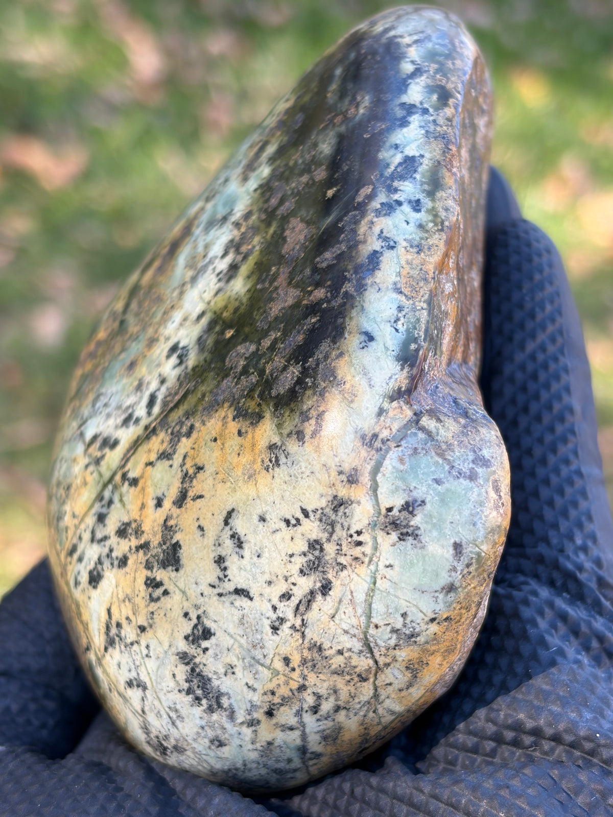 StoneBorn Creations – Natural Green Serpentine Stone | Hand-Polished River Stone