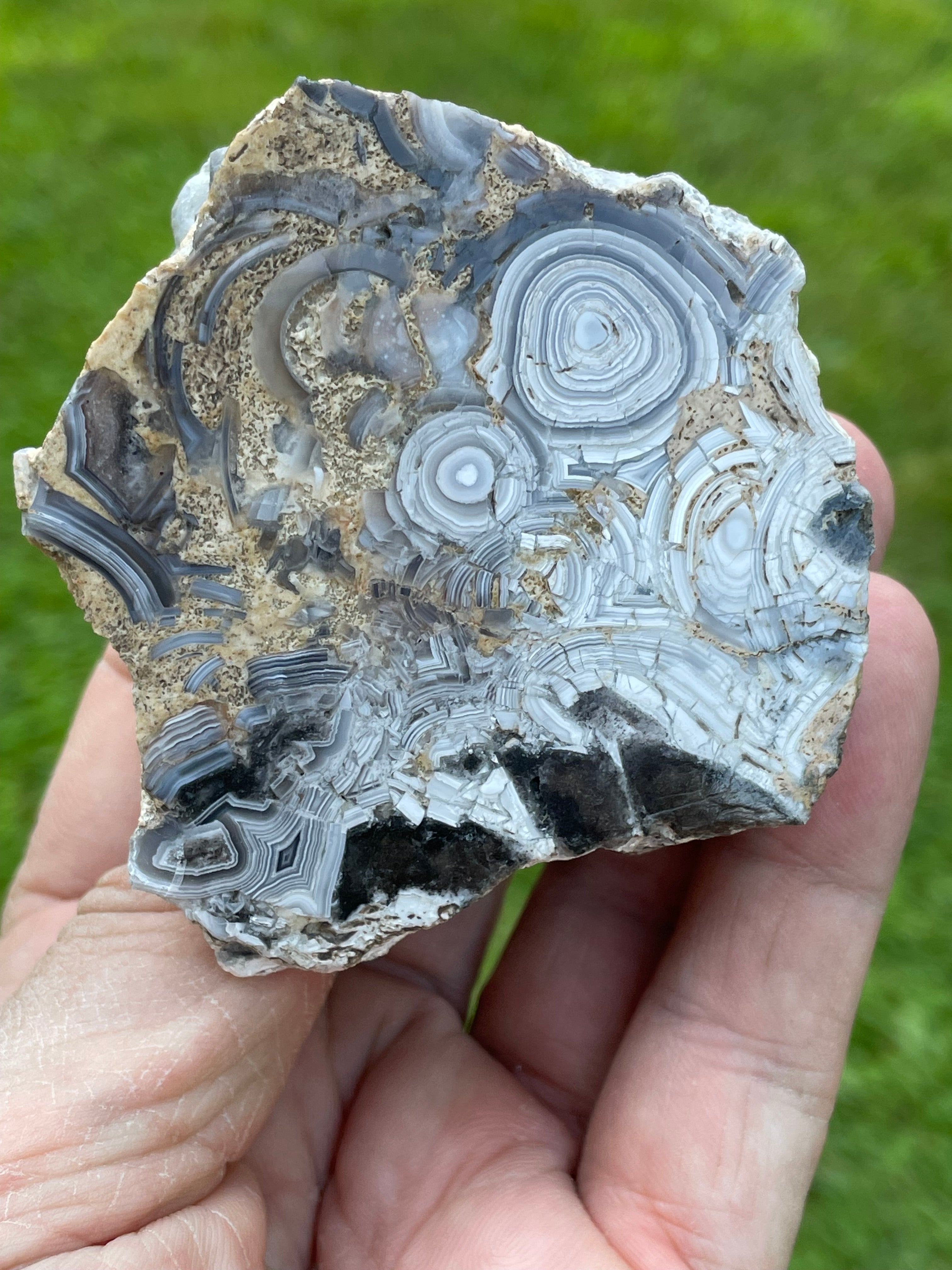 StoneBorn Creations Hand-Polished Tuxedo Lace Agate Bookmatched Pair | One-of-a-Kind Natural Display Stones