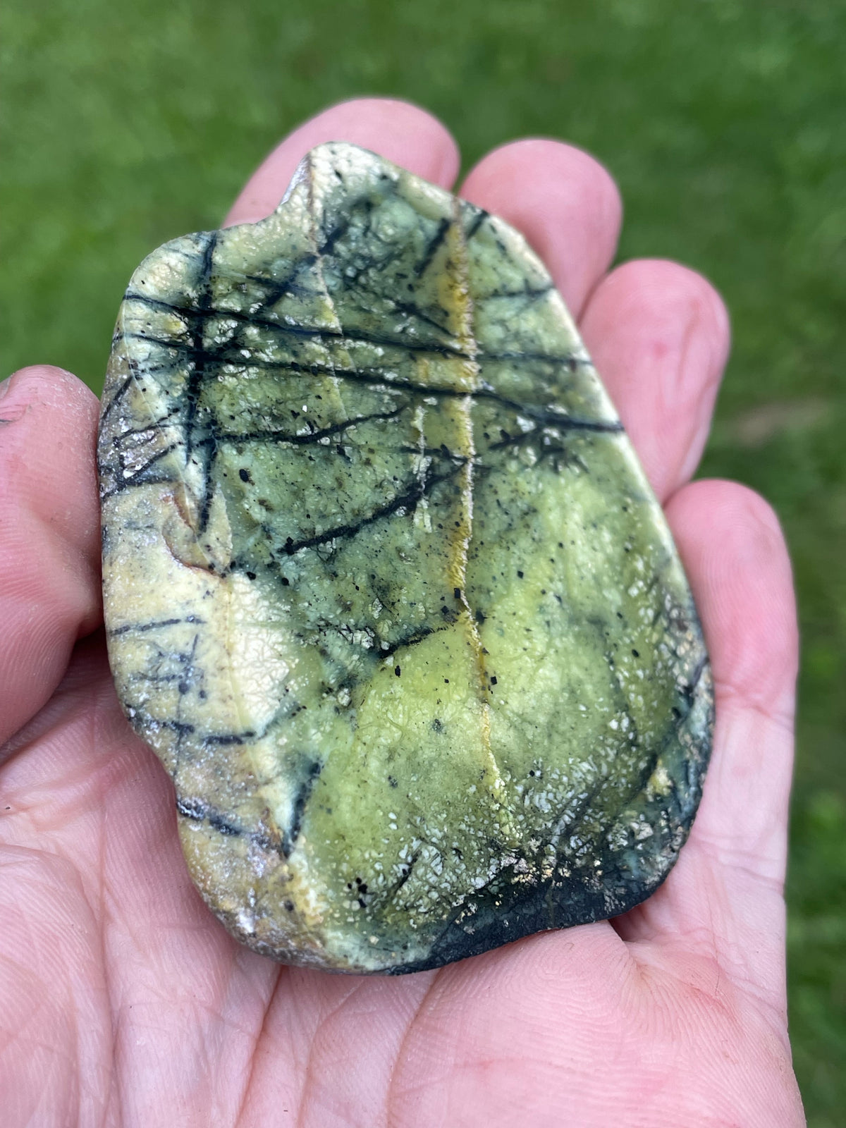 StoneBorn Creations – Polished Green Serpentine Stone | Black Veining & Natural Mineral Patterns