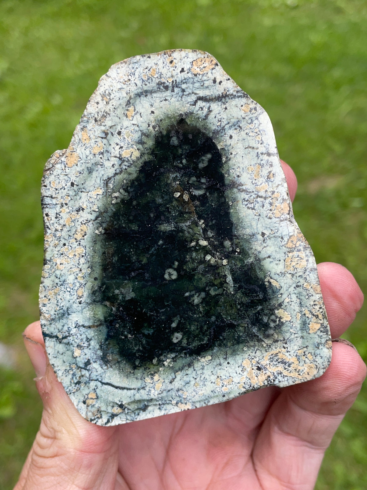 StoneBorn Creations Greenstone Matched Pair – Deep Green Core Hand Polished Faces
