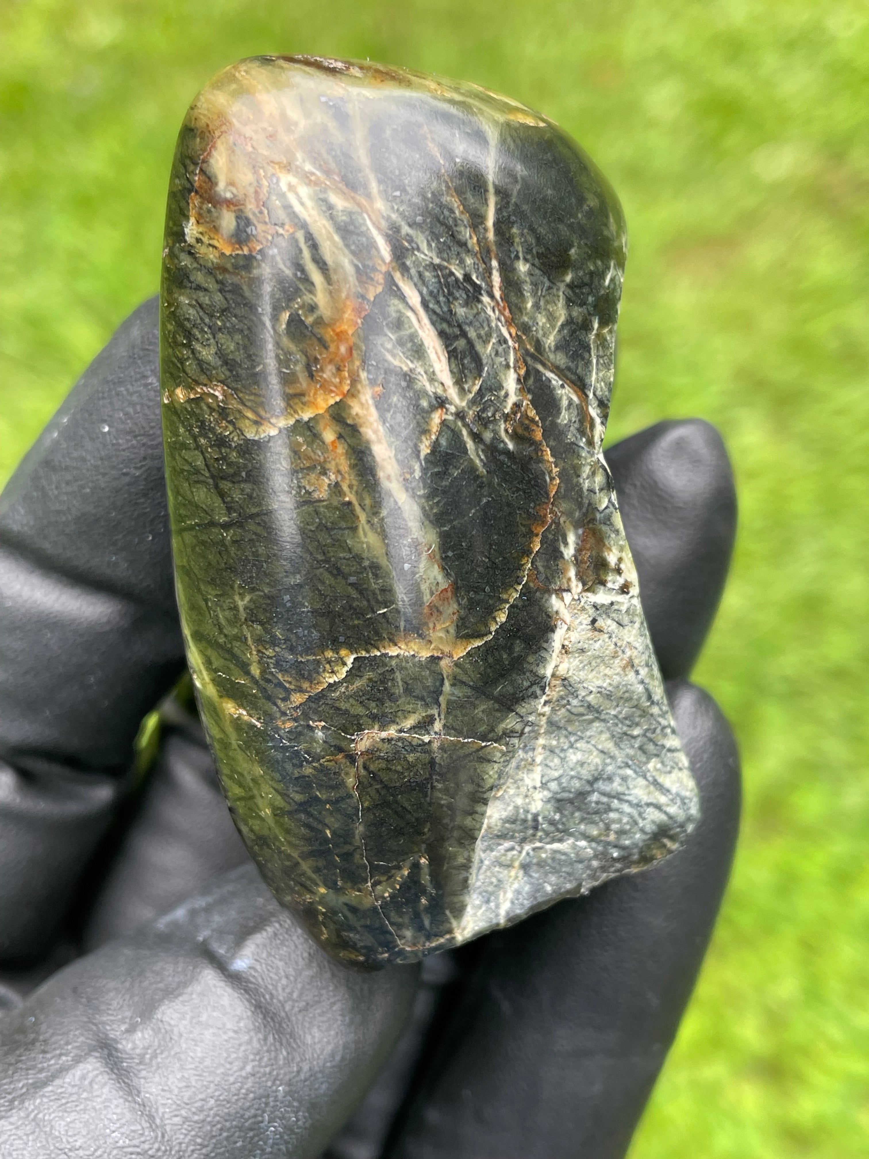StoneBorn Creations Hand-Polished Vermont Serpentine Freeform Display Stone – One-of-a-Kind Natural Stone