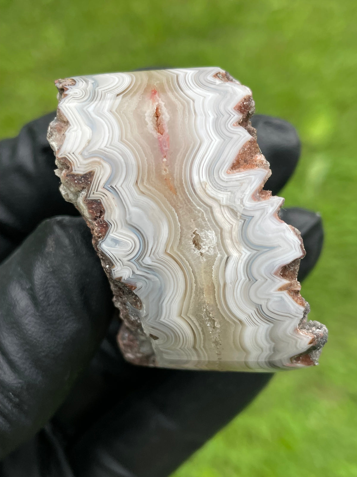 StoneBorn Creations Hand-Polished Lace Agate – Natural Matrix & Druzy Display Stone