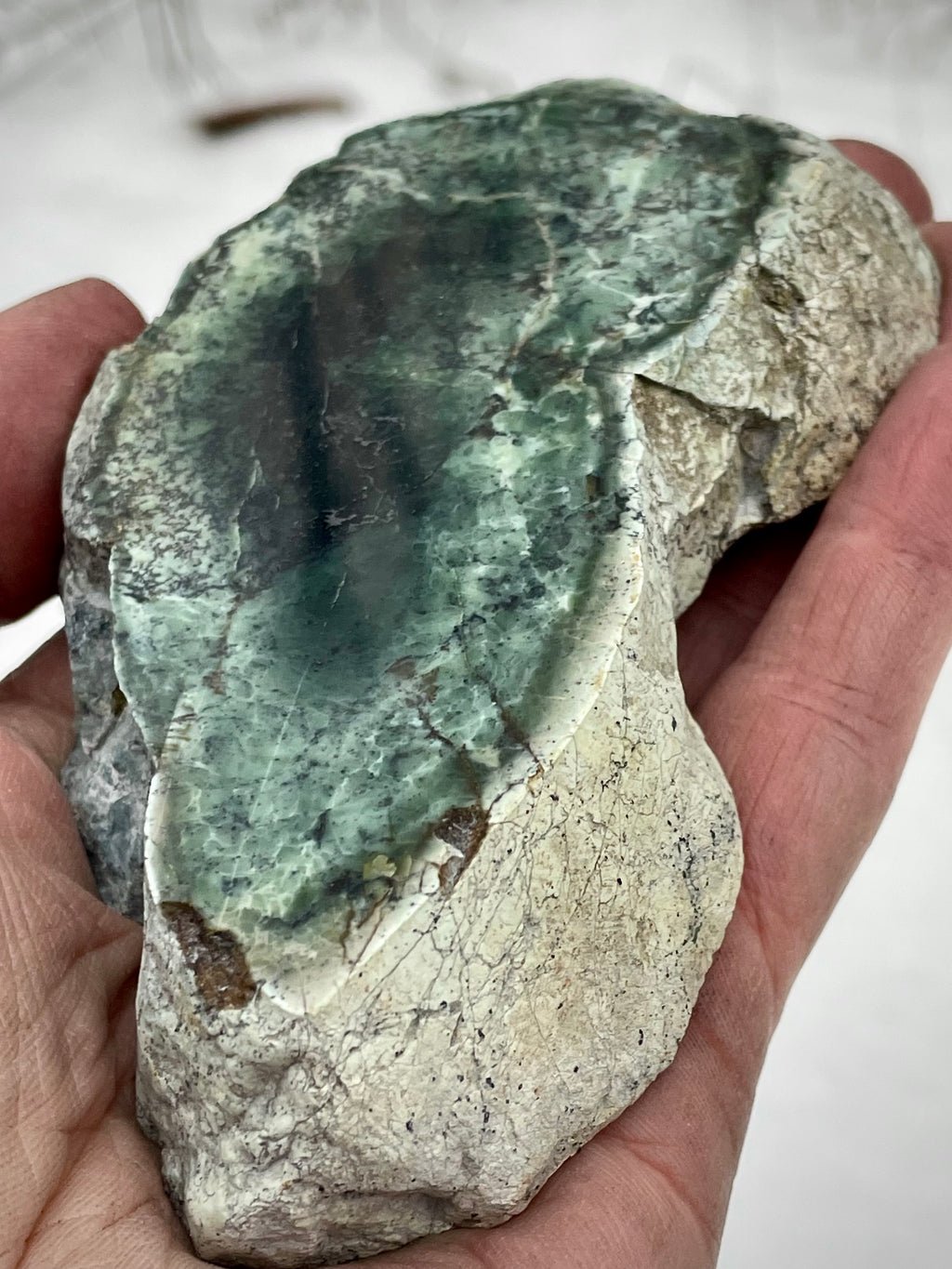 🌲 Polished Vermont Greenstone – Raw & Revealed Freeform Bowl Stone (Hand-Collected & Polished)