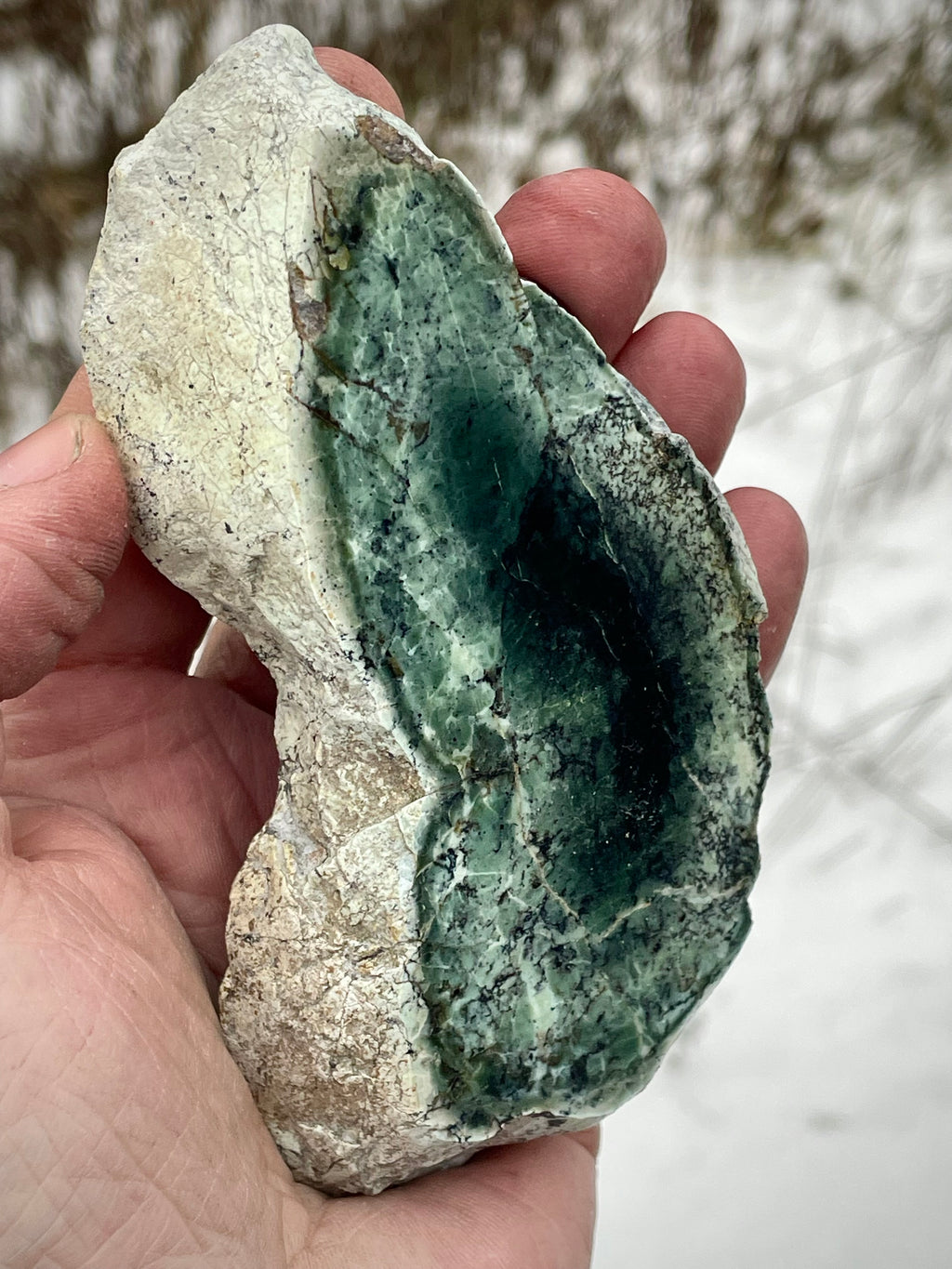 🌲 Polished Vermont Greenstone – Raw & Revealed Freeform Bowl Stone (Hand-Collected & Polished)
