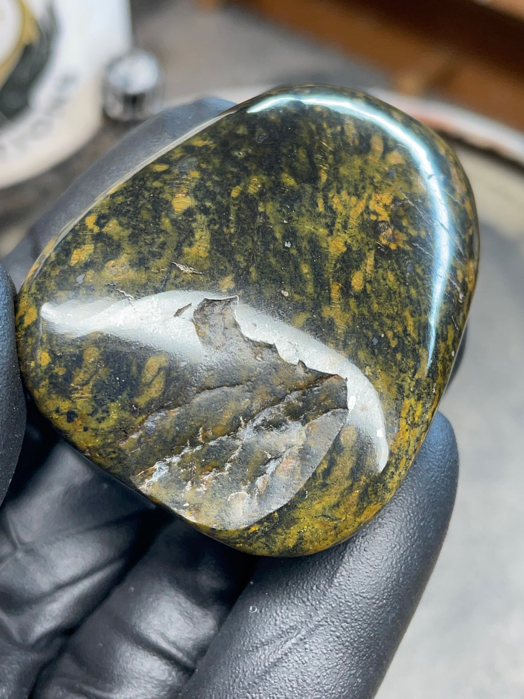 StoneBorn Creations – Hand-Polished Vermont Greenstone (Forest Gold Tones)