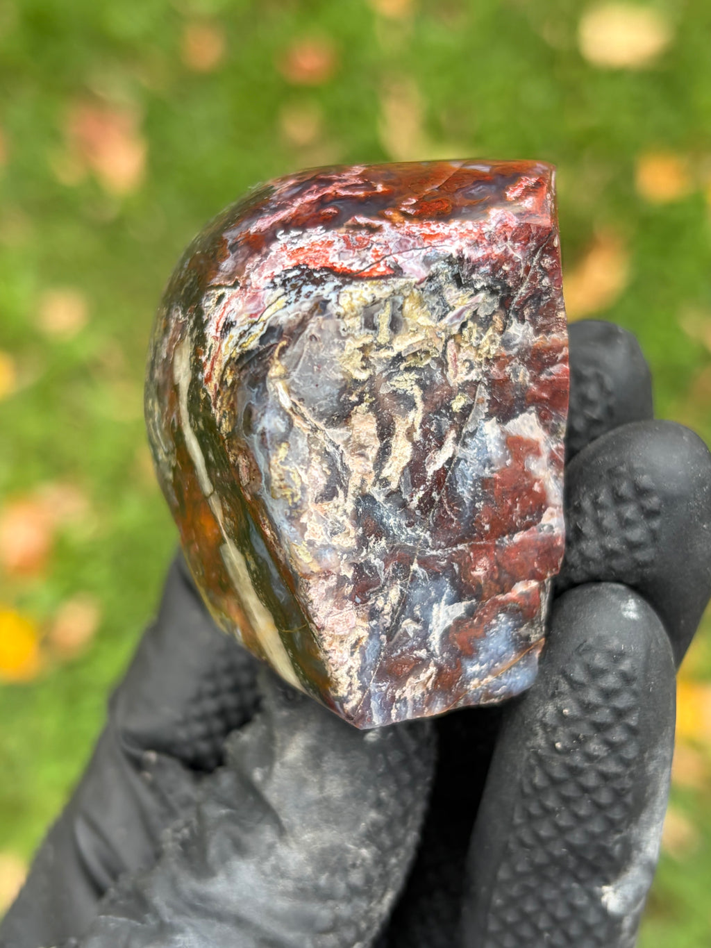 StoneBorn Creations – Red & Blue Lace Agate with Natural Quartz Vein