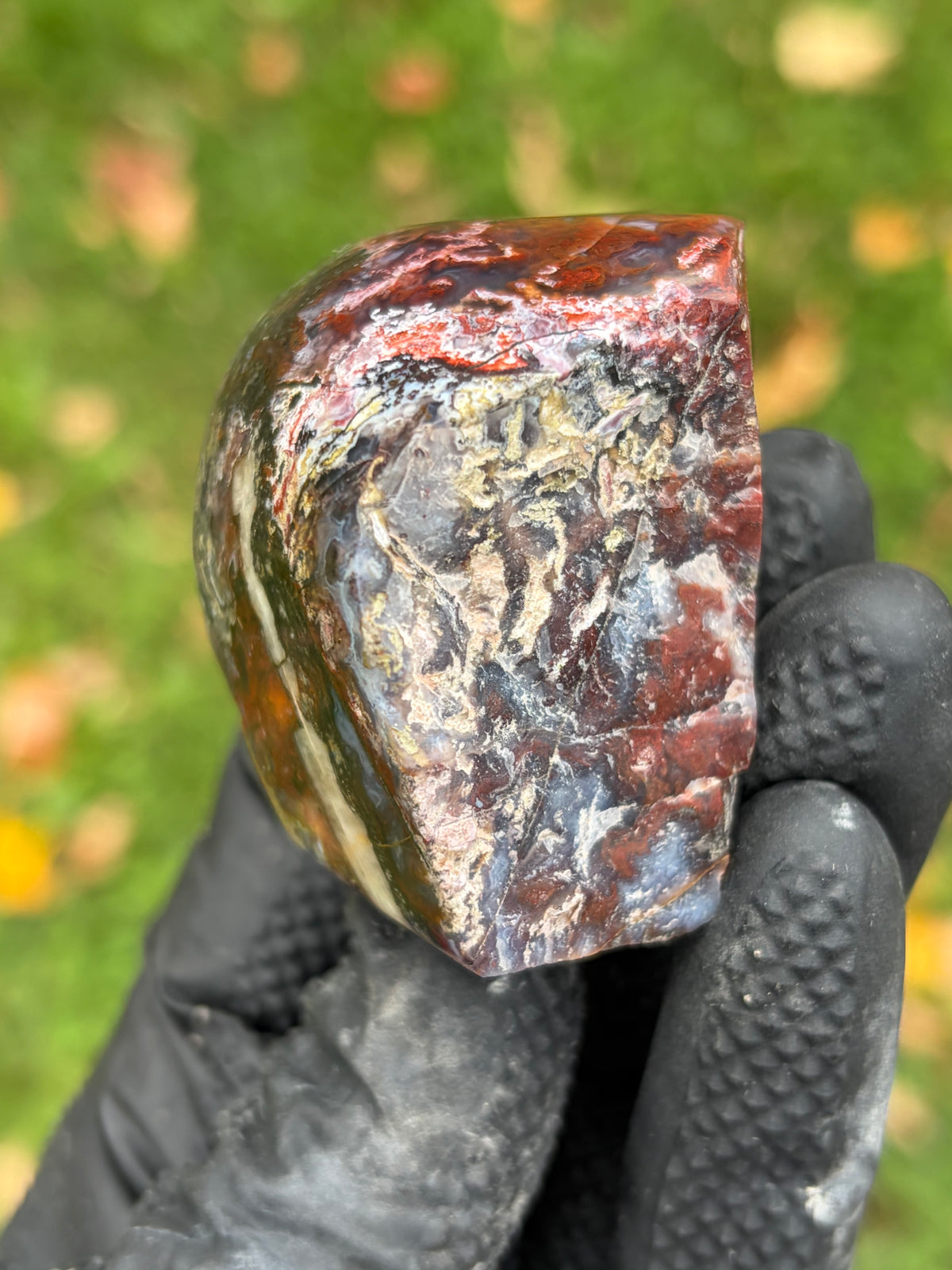 StoneBorn Creations – Red & Blue Lace Agate with Natural Quartz Vein