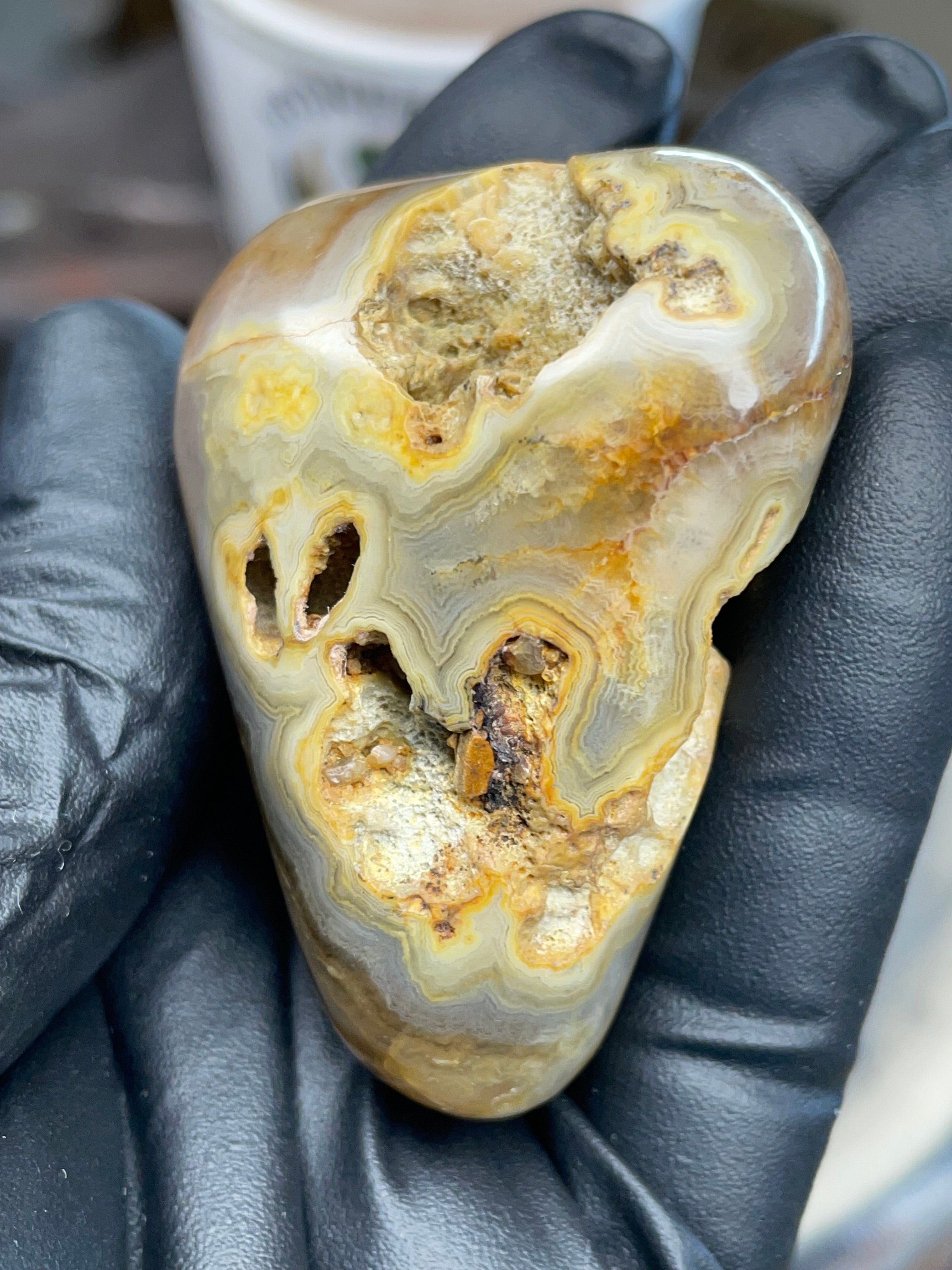 Hand-Polished Banded Agate with Natural Cavities