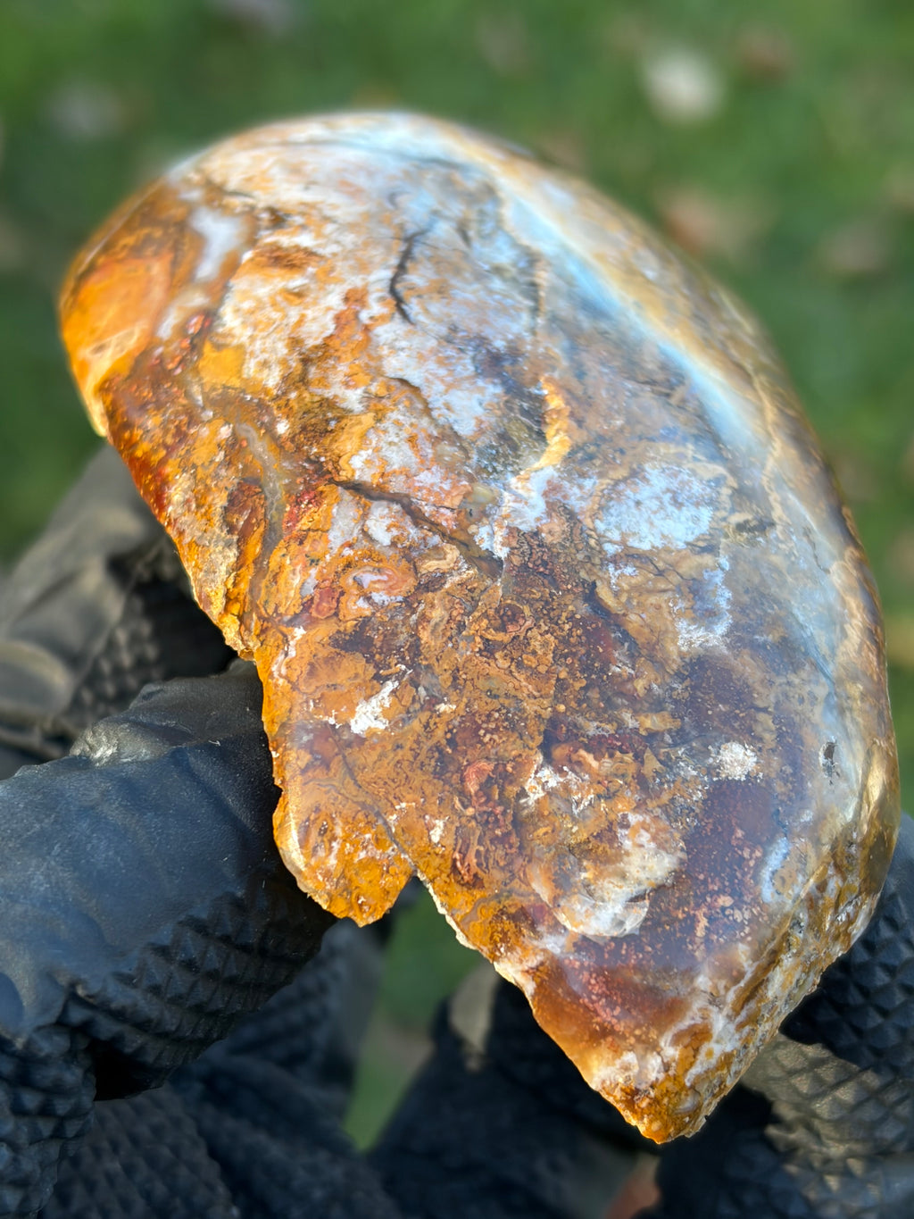 StoneBorn Creations – Natural Agate & Jasper Display Stone | Hand-Polished with Blue-Gray Agate Veins