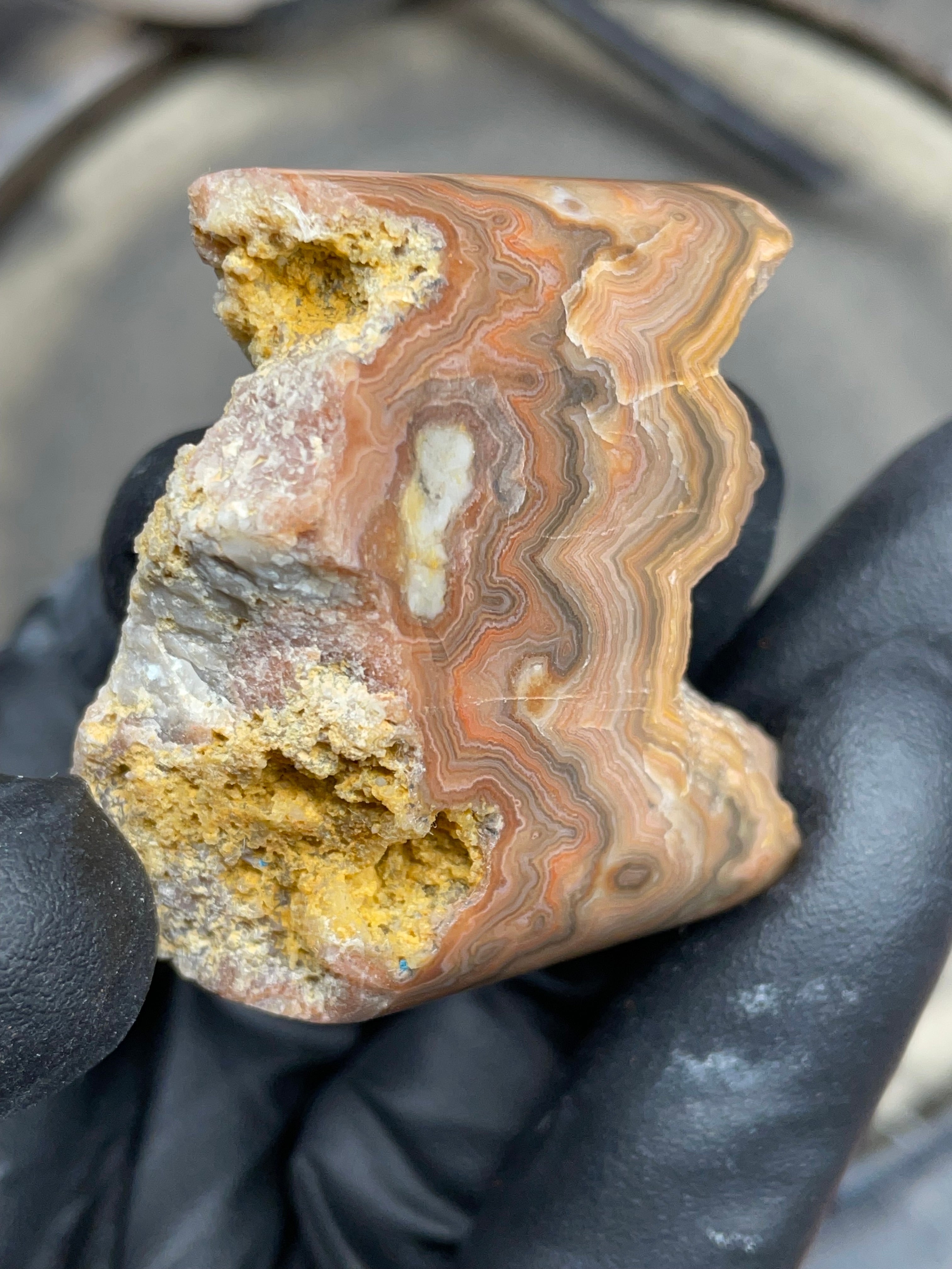 StoneBorn Creations Hand-Polished Georgia Crazy Lace Agate with Natural Quartz Vein & Raw Matrix