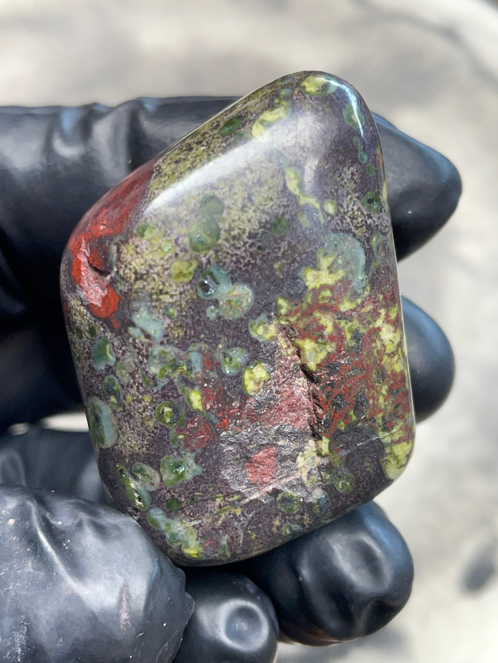 Hand-Polished Serpentine & Jasper River Stone