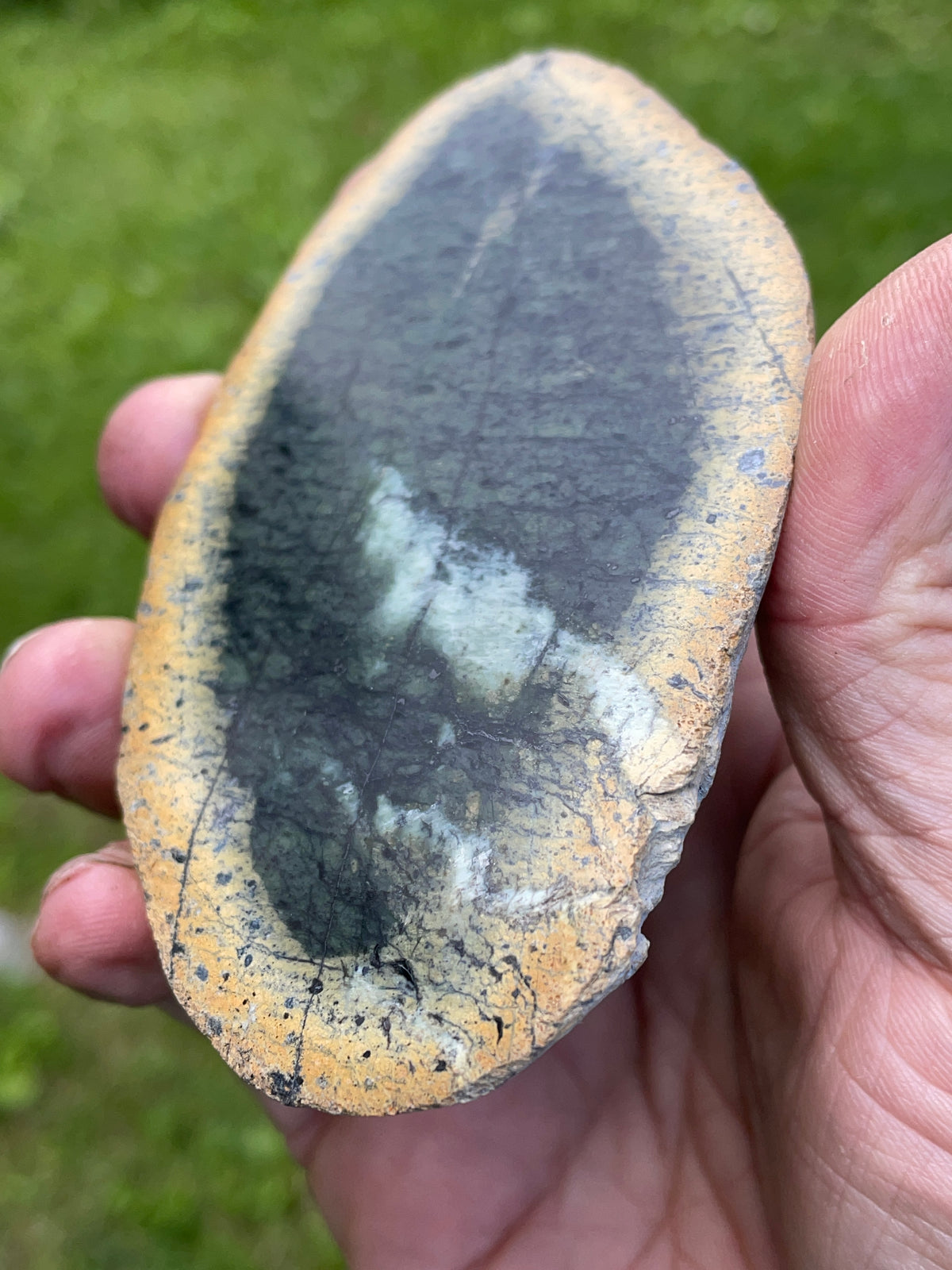 StoneBorn Creations – Hand-Polished Forest Green Stone Pair | Golden Earth Tones & Natural Mineral Veining
