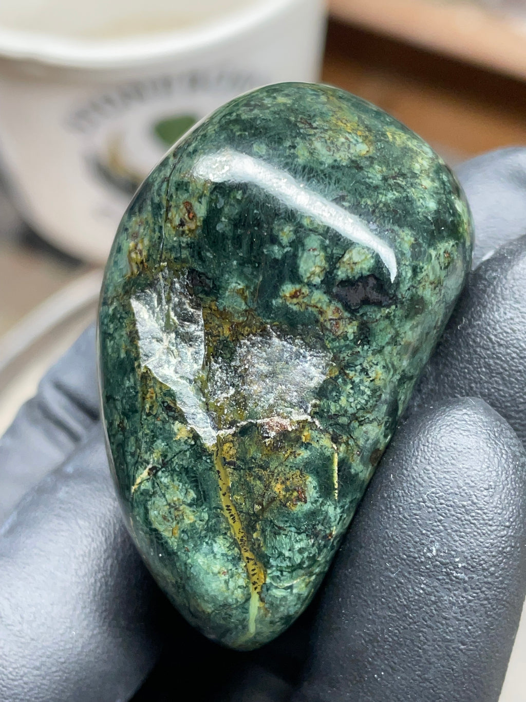 StoneBorn Creations Hand-Polished Vermont Serpentine with Deep Forest Greens, Golden Veining & Natural Mineral Inclusions